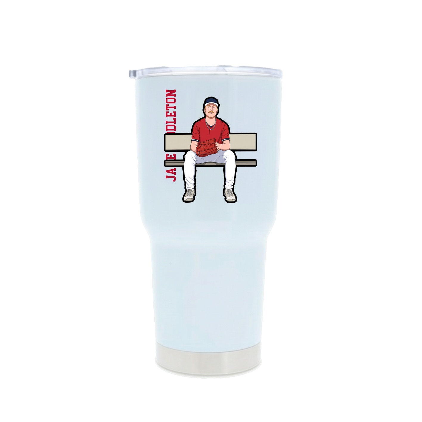 30oz Stainless Steel Tumbler — Name Vertical in White