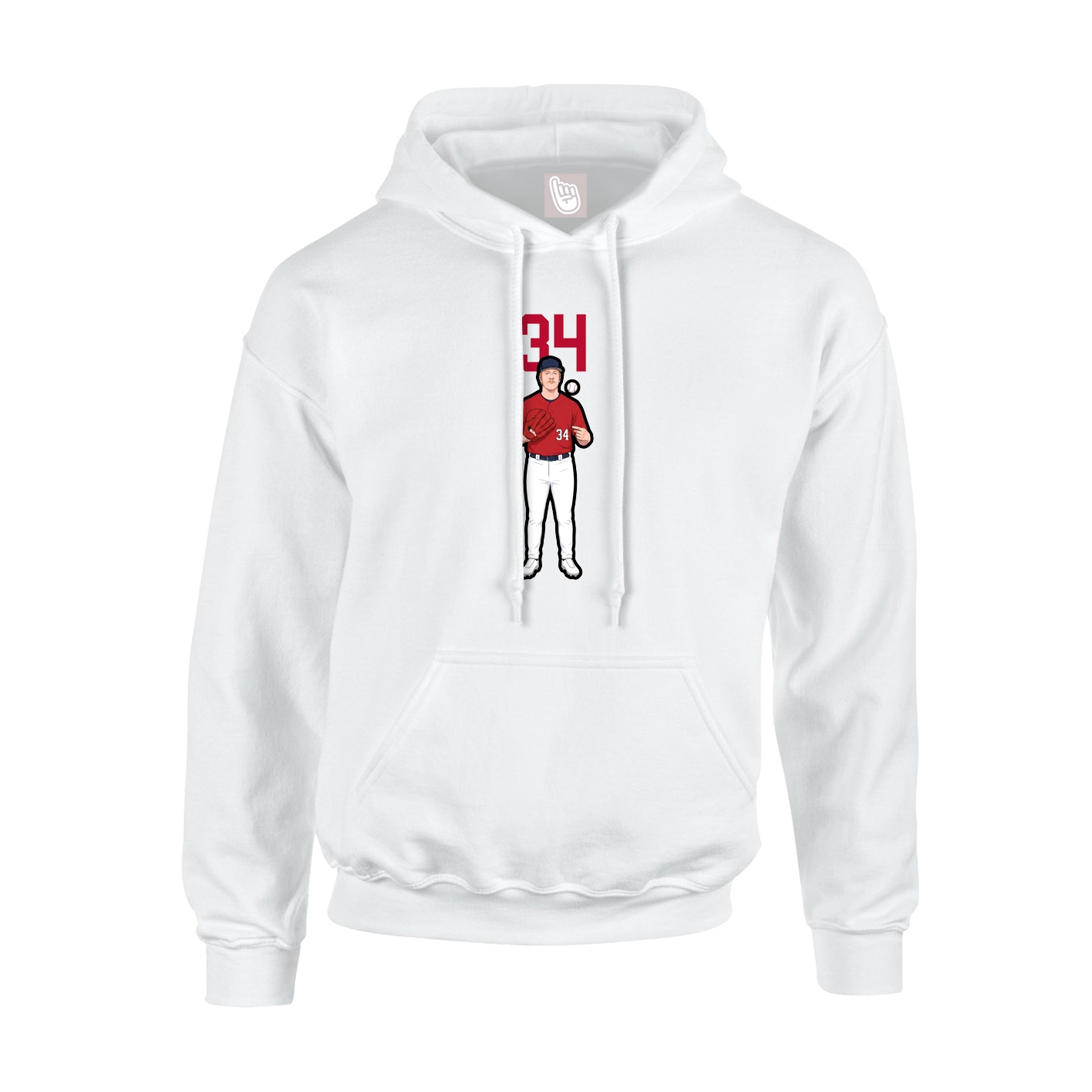 Youth Hoodie — Number Top in White