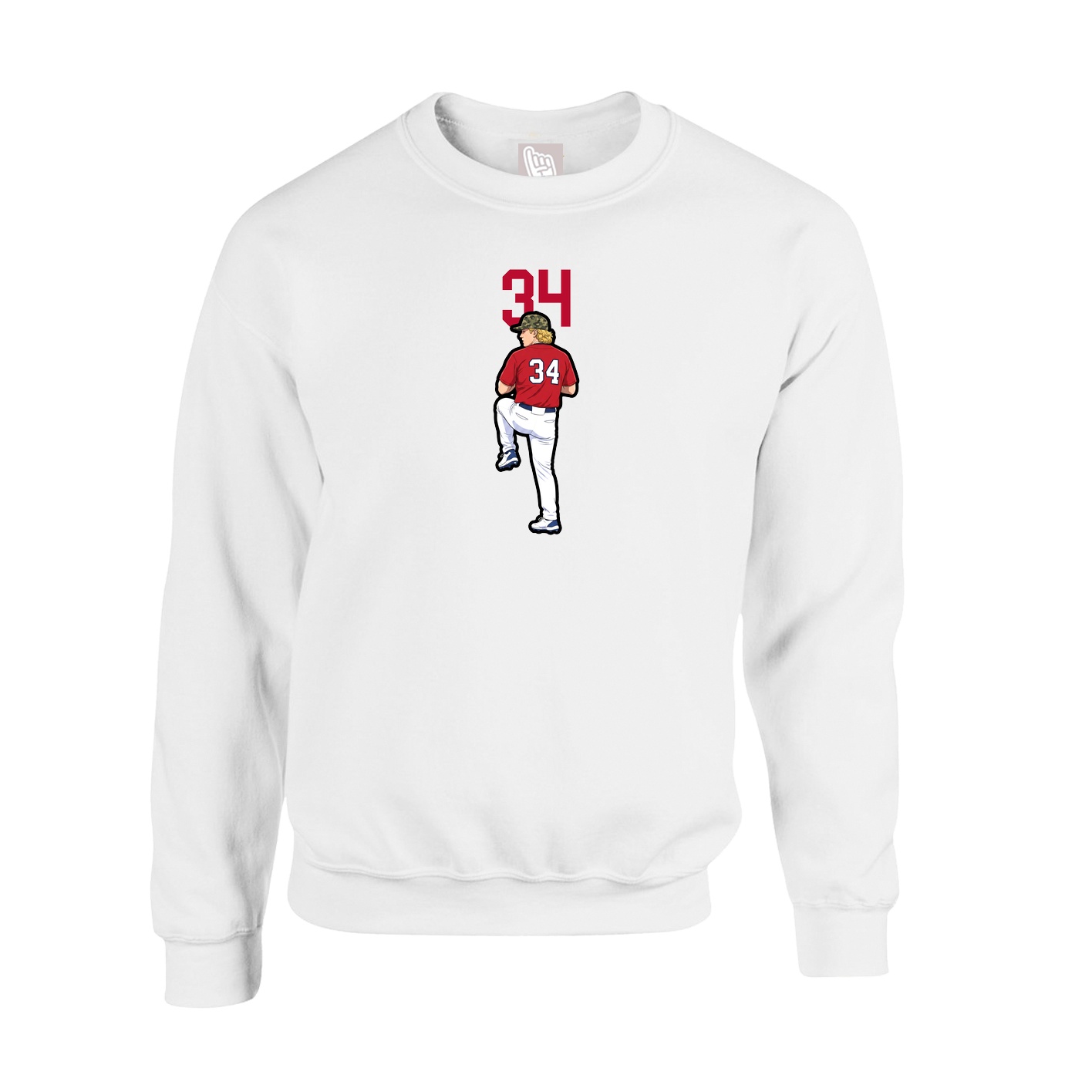 Fleece Crew — Number Top in White