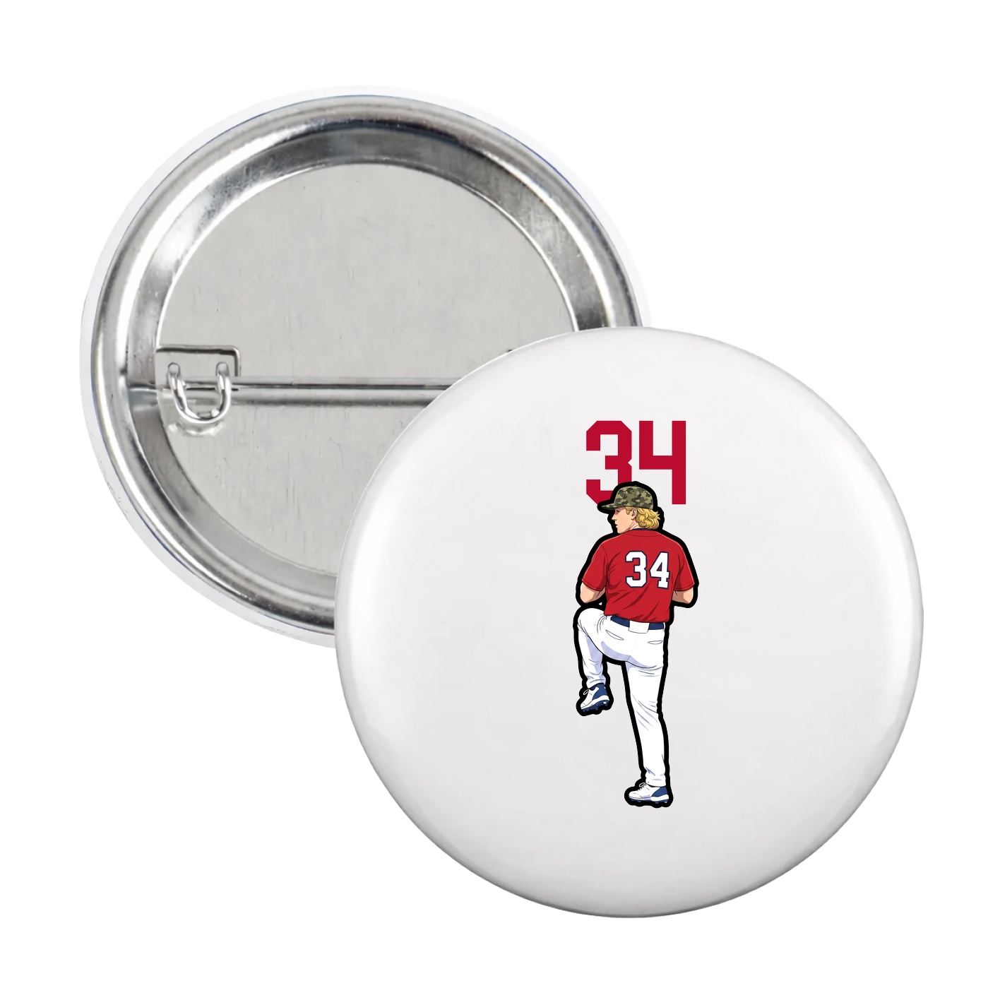 Game Day Button — Number Top in White
