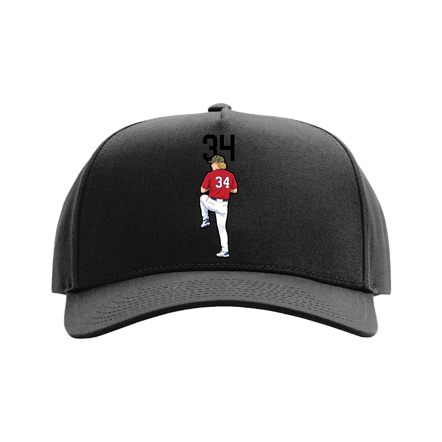 Full Fabric Five-Panel Champ Cap — Number Top in Black
