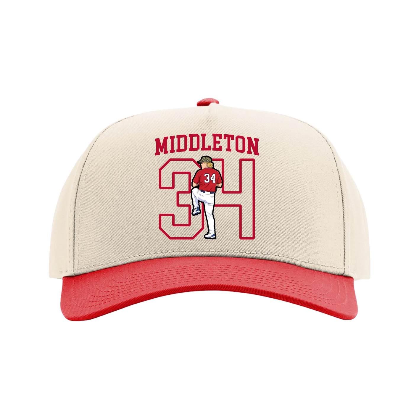 Full Fabric Five-Panel Champ Cap — Shirsey in Cream/Red