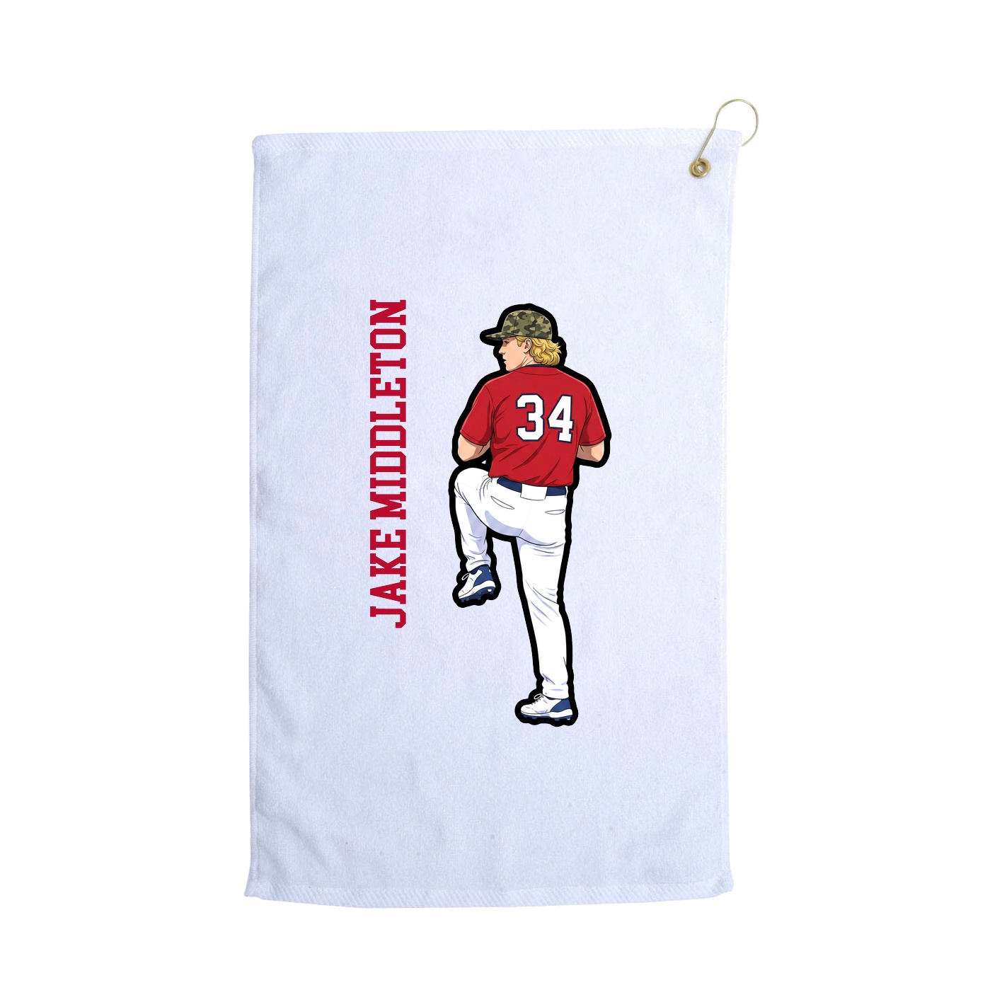 Golf Towel — Name Vertical in White
