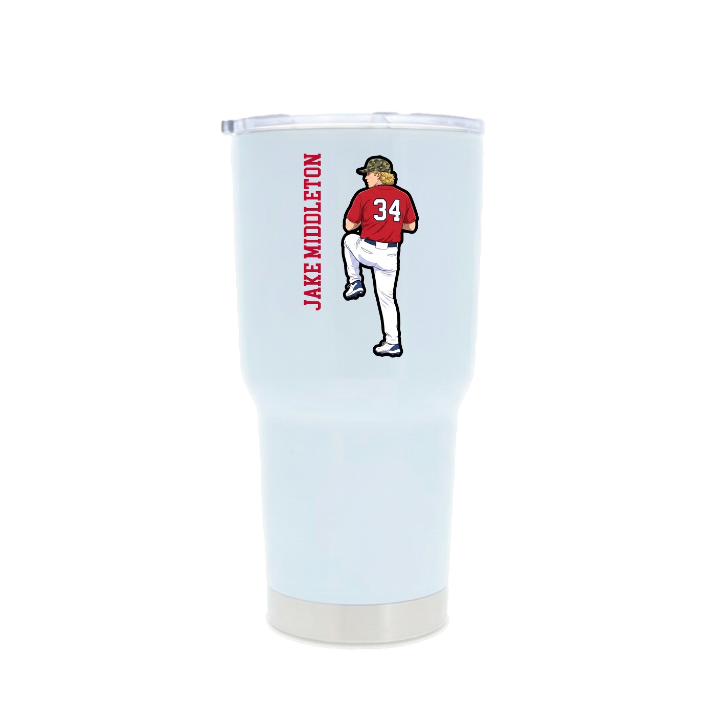 30oz Stainless Steel Tumbler — Name Vertical in White