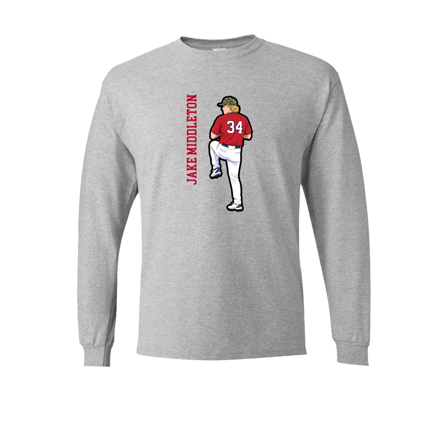 Long Sleeve Tee — Name Vertical in Grey