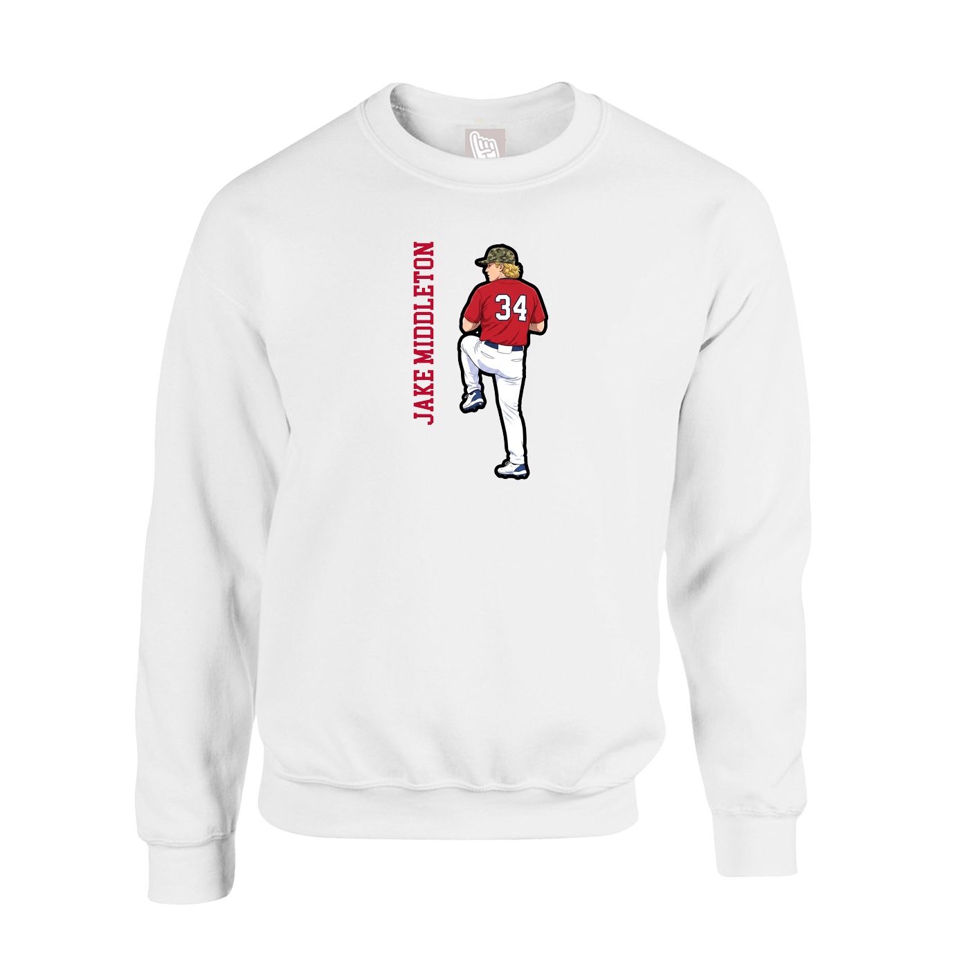 Fleece Crew — Name Vertical in White