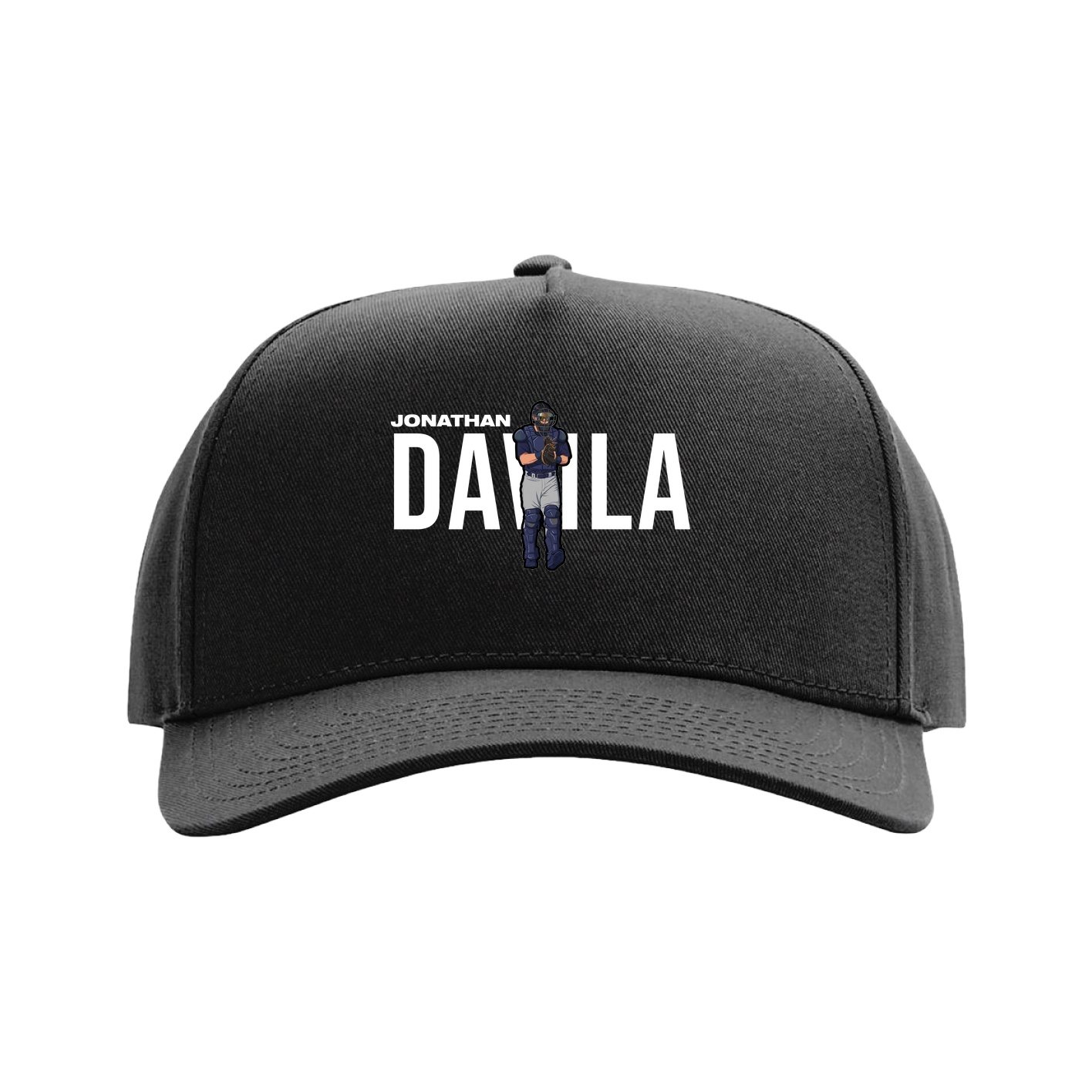 Full Fabric Five-Panel Champ Cap — Player Name in Black