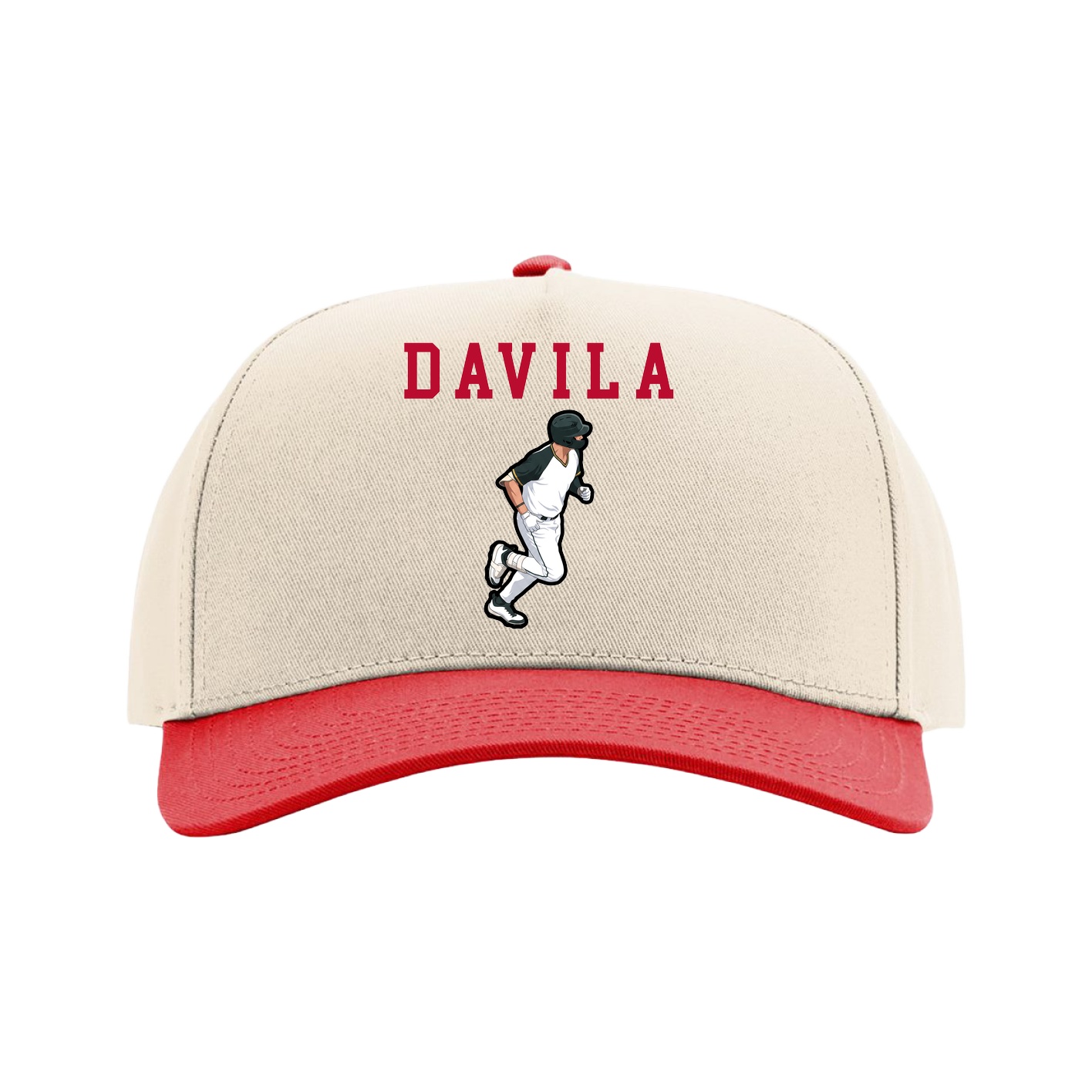 Full Fabric Five-Panel Champ Cap — Shirsey in Cream/Red