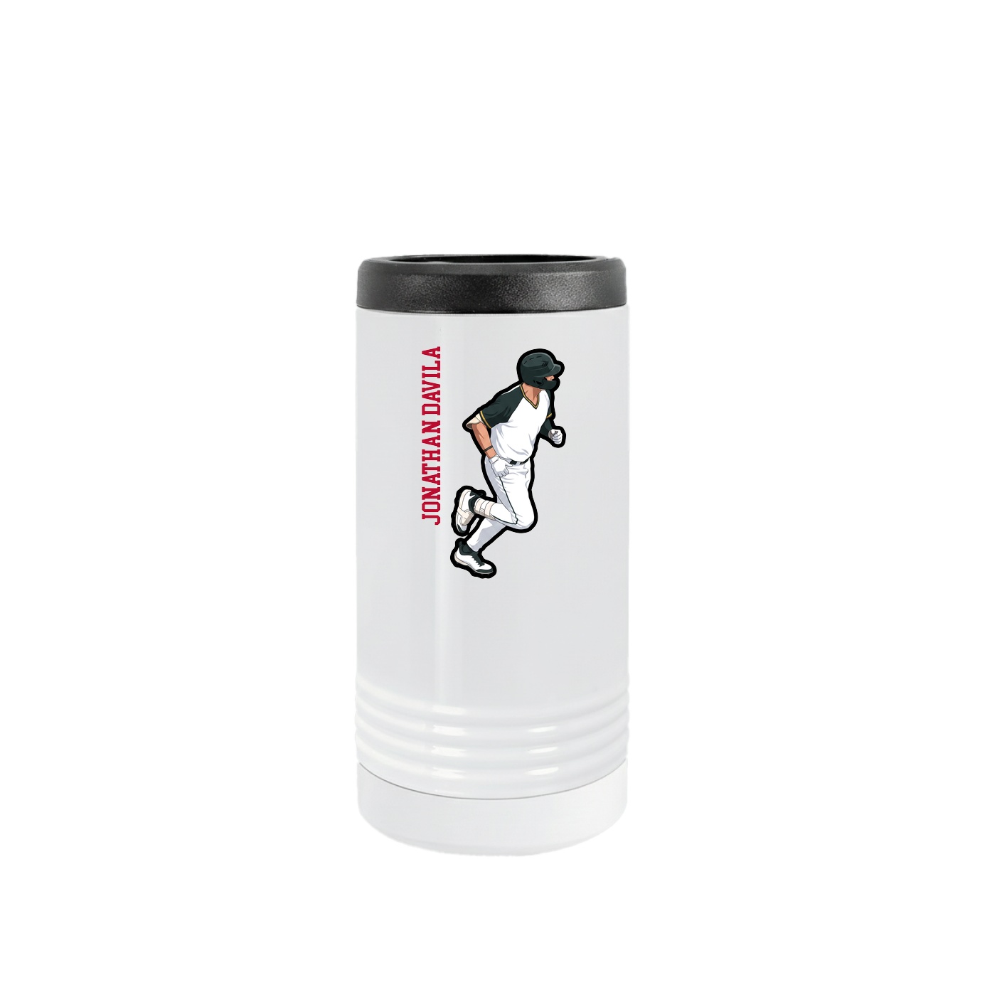 Slim Beverage Holder — Name Vertical in White