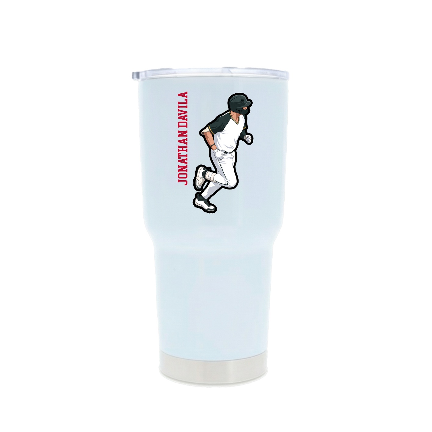 30oz Stainless Steel Tumbler — Name Vertical in White