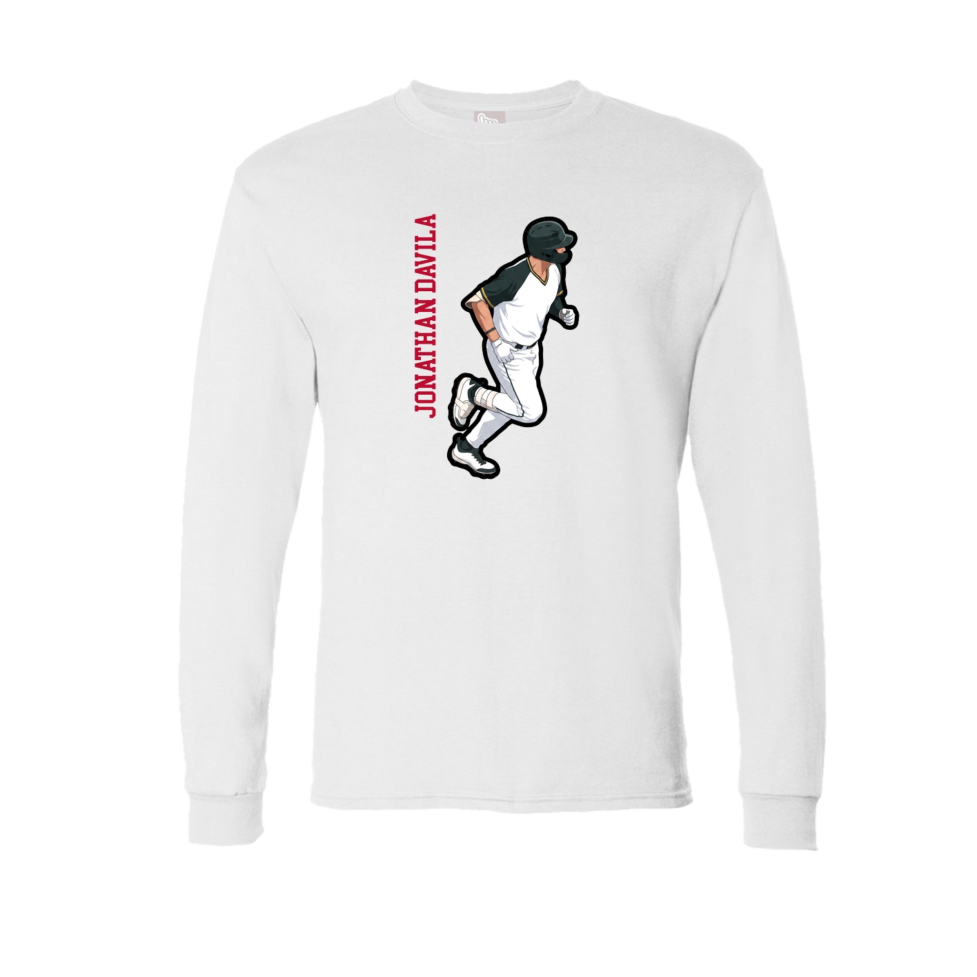 Long Sleeve Tee — Name Vertical in White