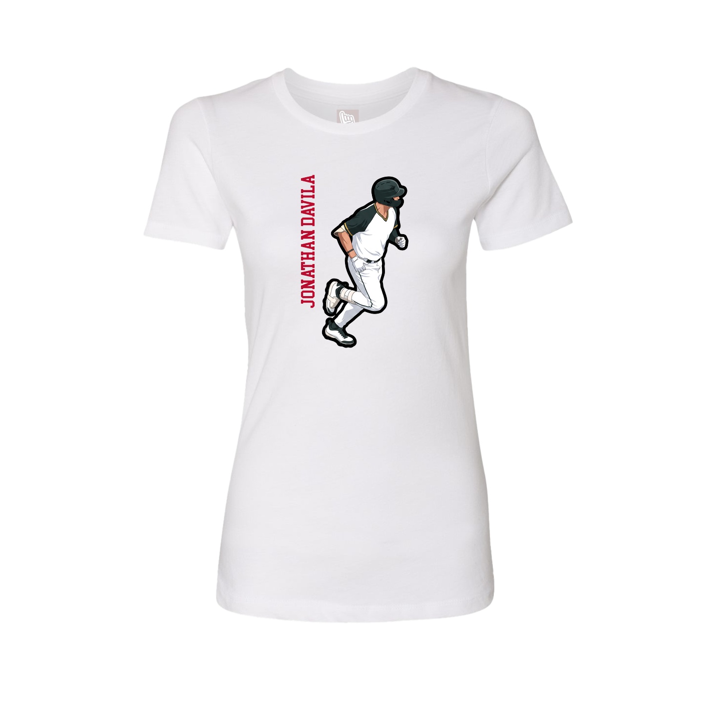 Fitted Women's Tee — Name Vertical in White