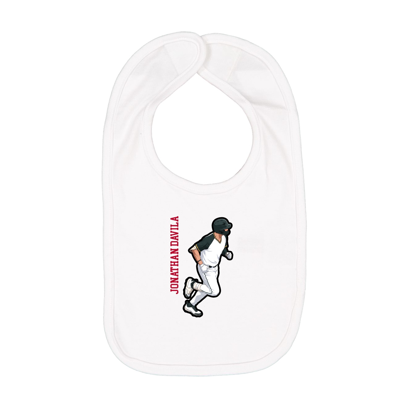 Infant Bib — Name Vertical in White