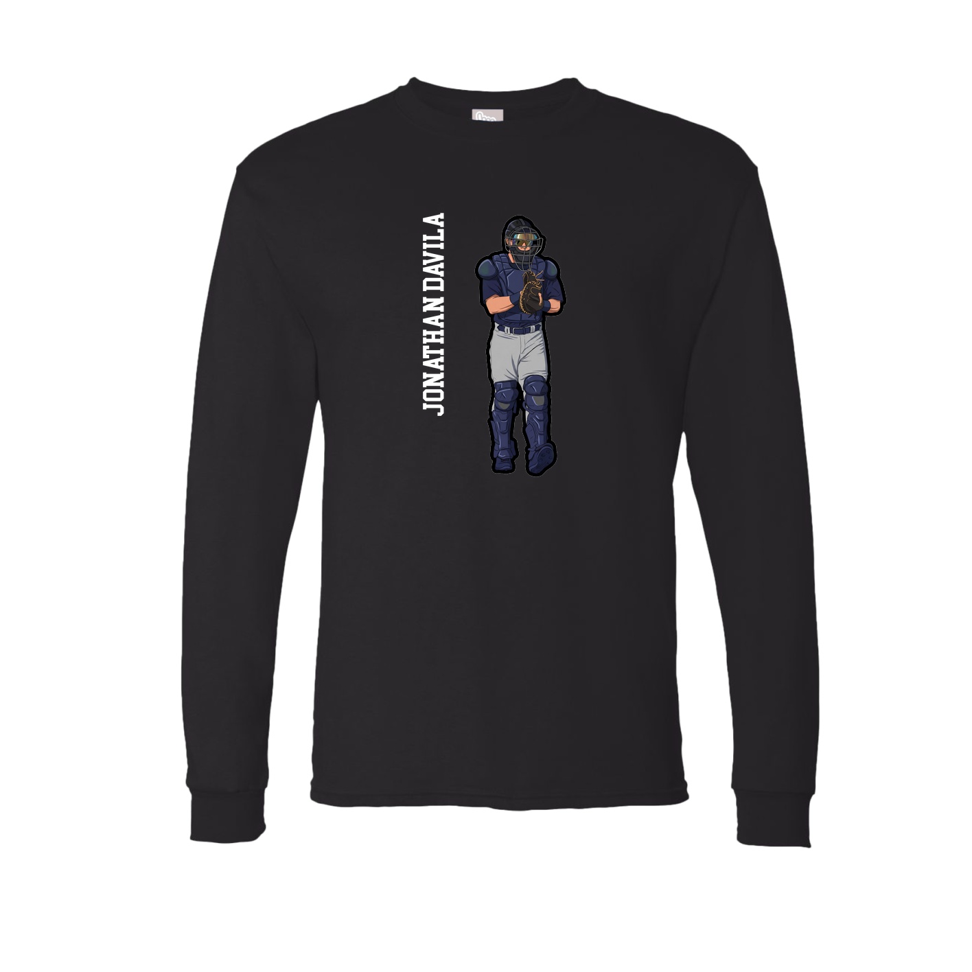 Long Sleeve Tee — Name Vertical in Black