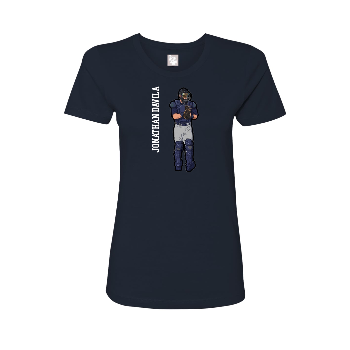 Fitted Women's Tee — Name Vertical in Navy