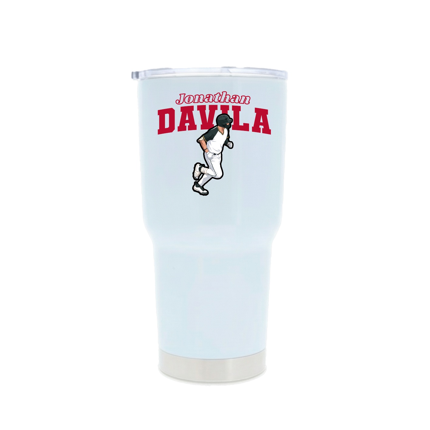 30oz Stainless Steel Tumbler — Name Arch in White