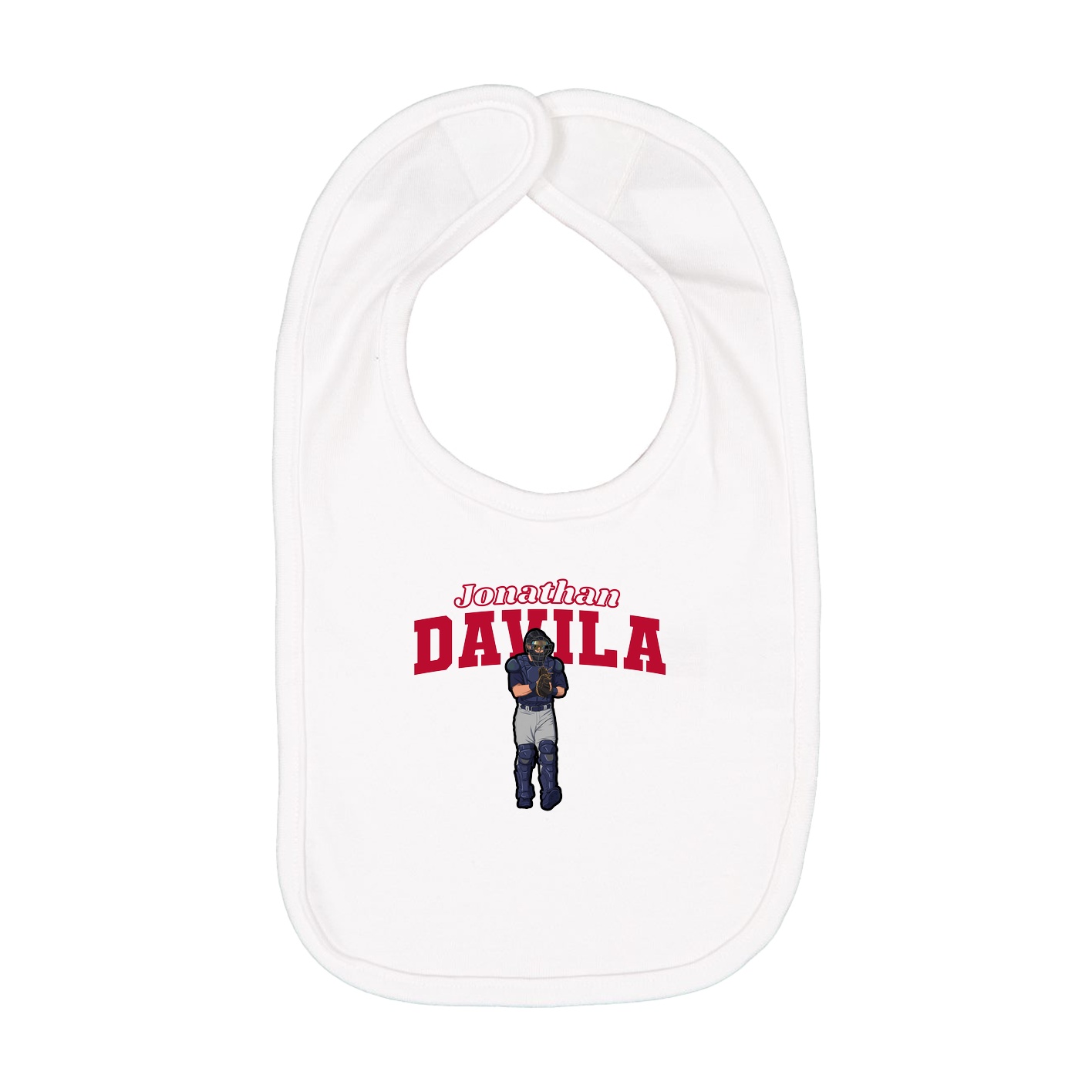 Infant Bib — Name Arch in White