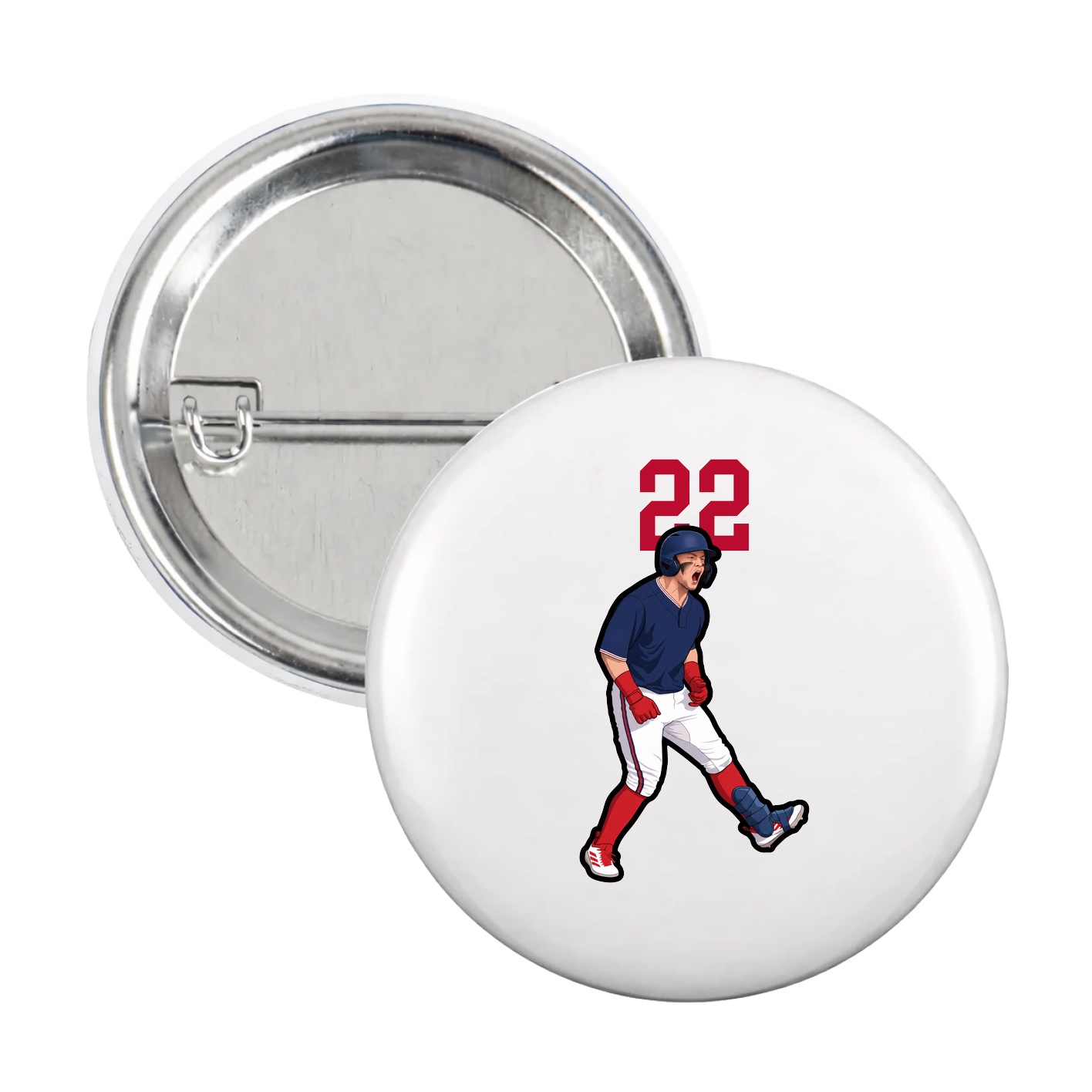 Game Day Button — Number Top in White