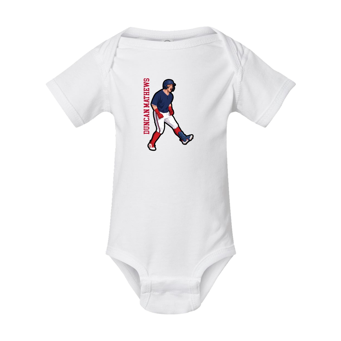 Baby Onesie — Name Vertical in White