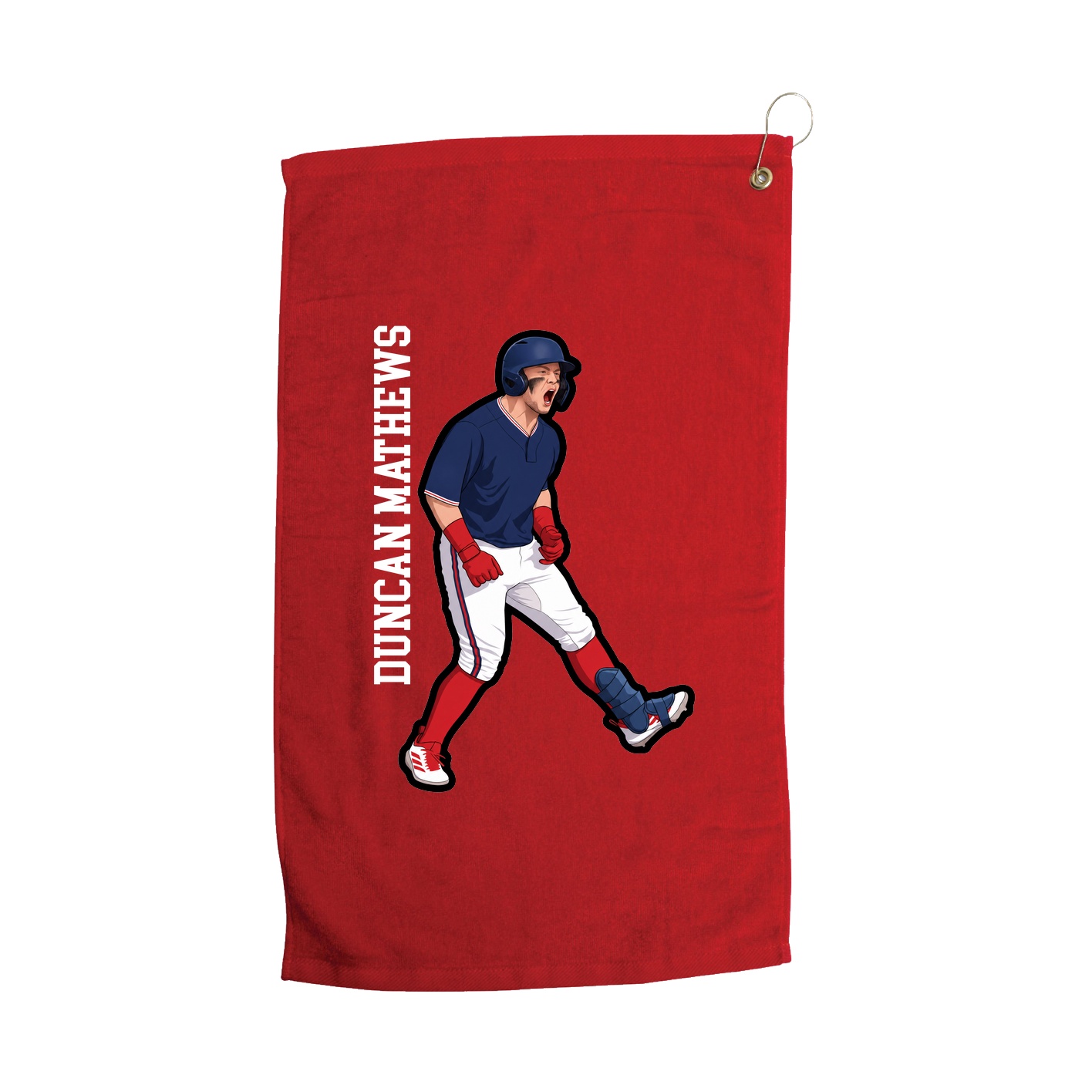 Golf Towel — Name Vertical in Red
