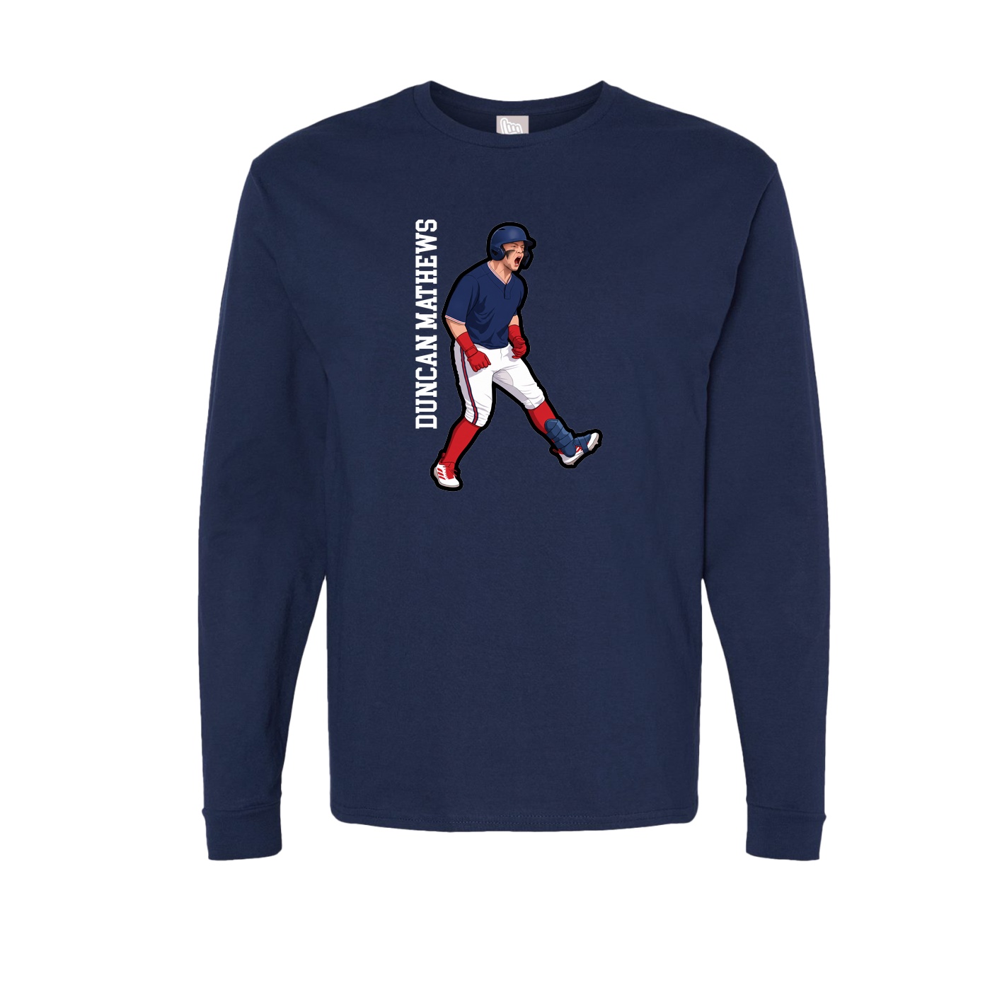 Long Sleeve Tee — Name Vertical in Navy