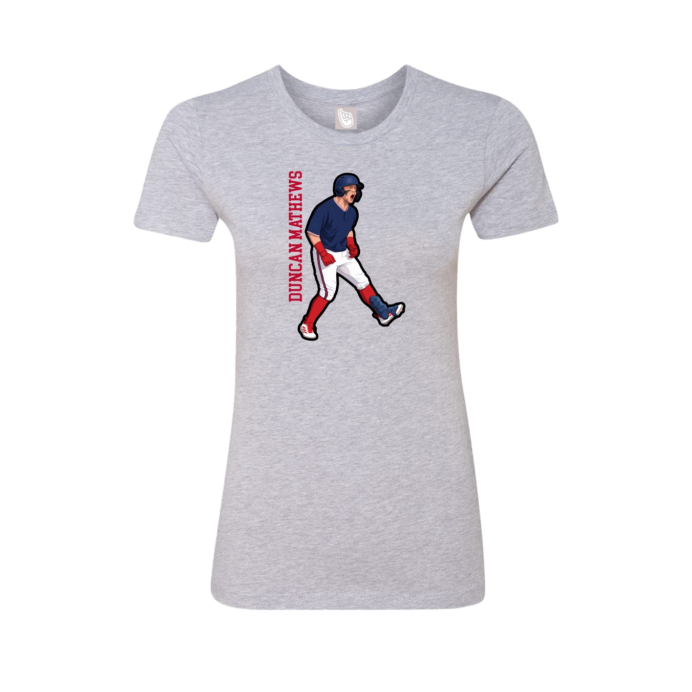 Fitted Women's Tee — Name Vertical in Grey