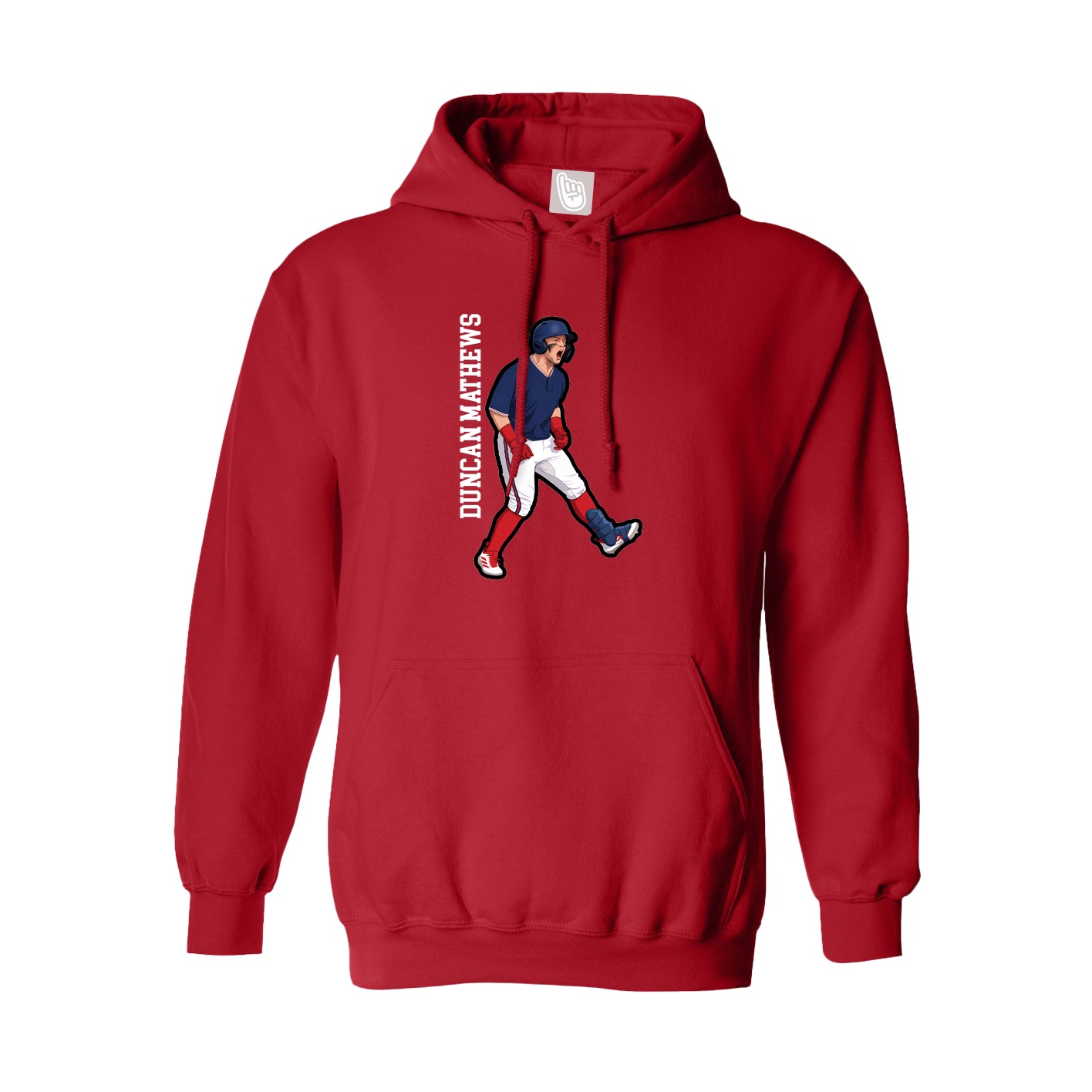 Hoodie — Name Vertical in Red