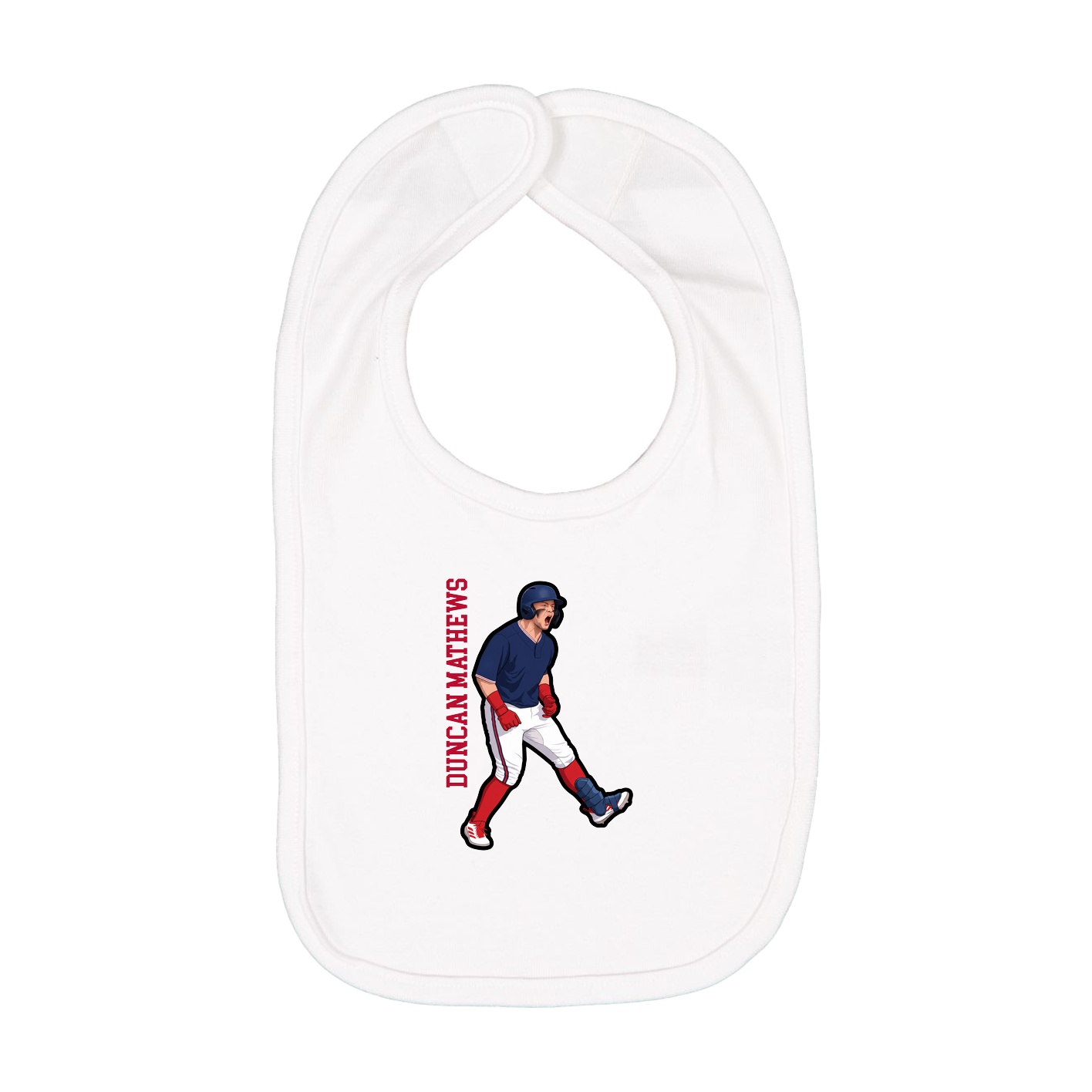 Infant Bib — Name Vertical in White