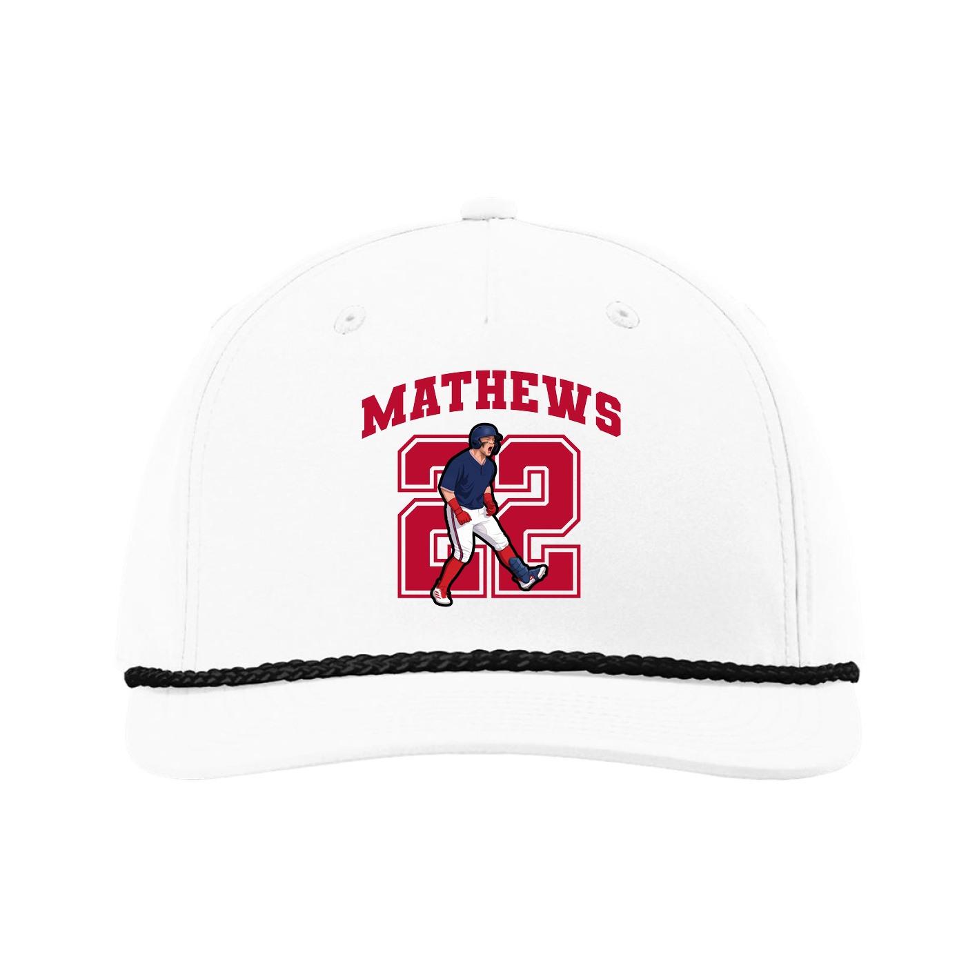 Five-Panel Classic Rope Cap — Number in White