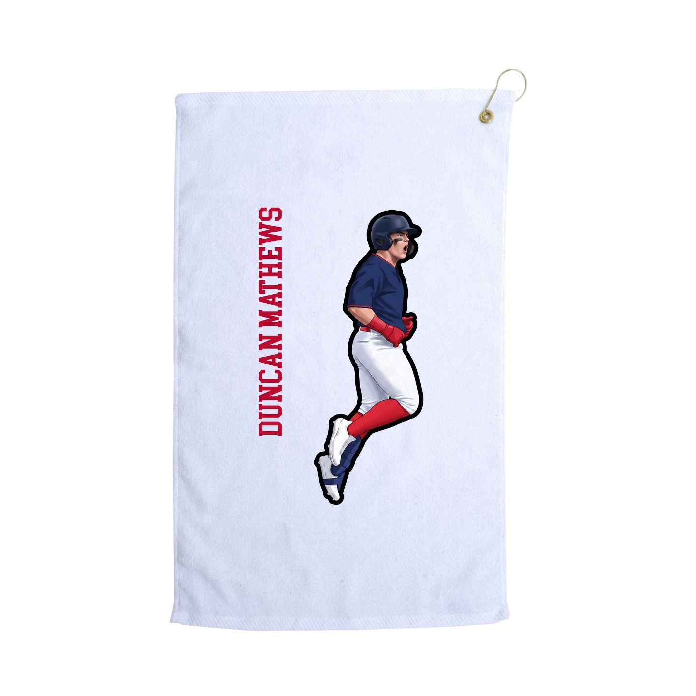 Golf Towel — Name Vertical in White