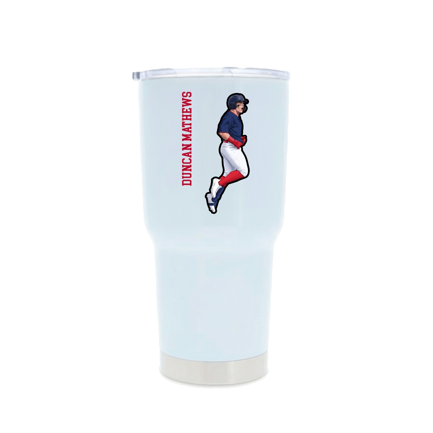 30oz Stainless Steel Tumbler — Name Vertical in White