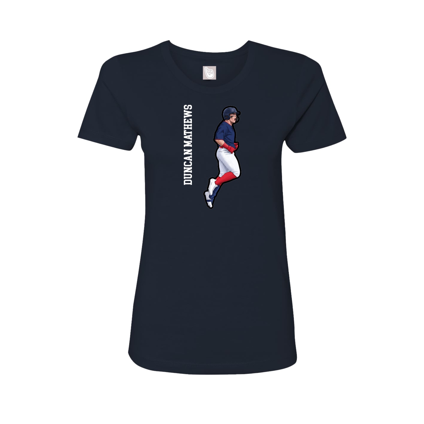Fitted Women's Tee — Name Vertical in Navy