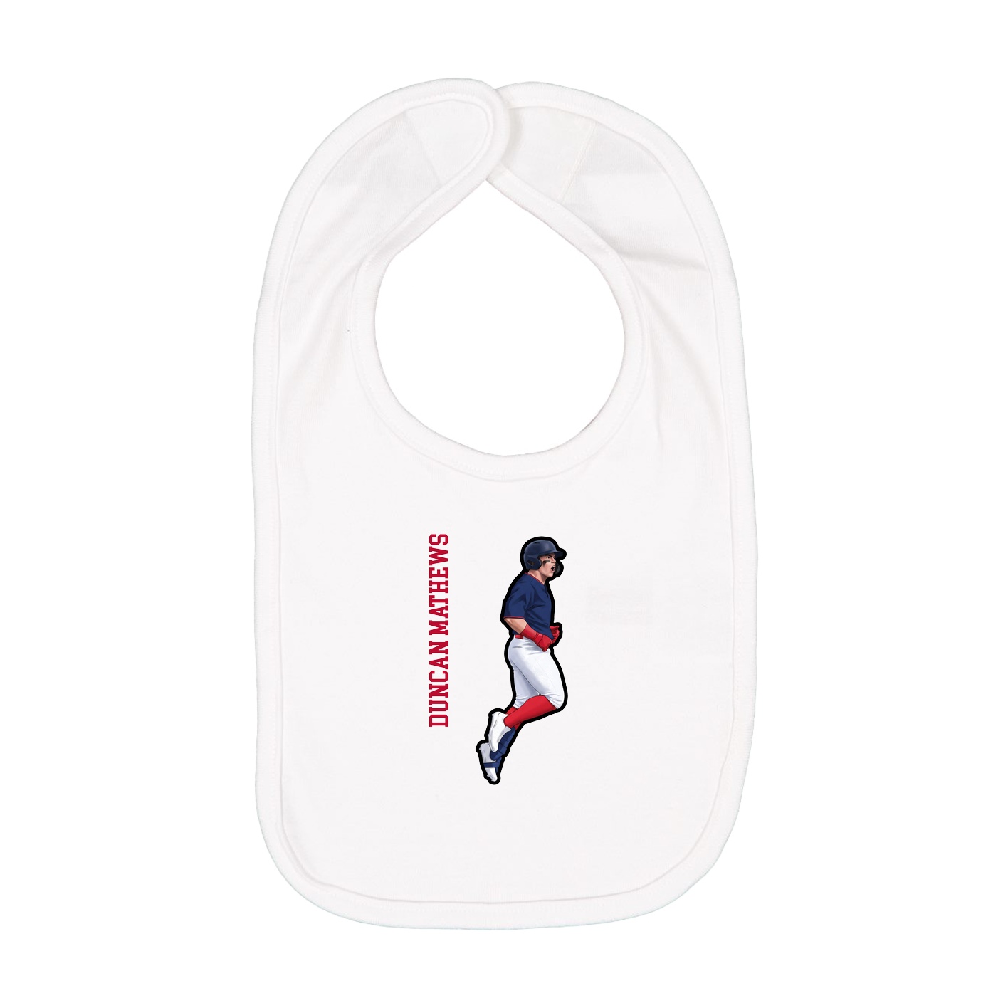 Infant Bib — Name Vertical in White