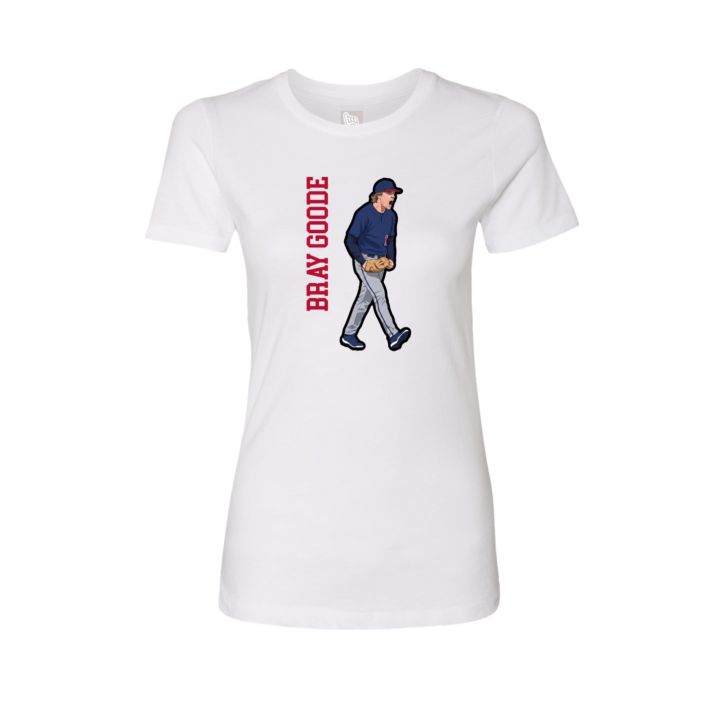 Fitted Women's Tee — Name Vertical in White