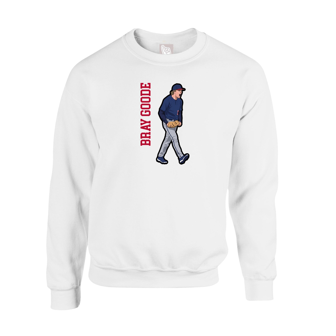 Fleece Crew — Name Vertical in White