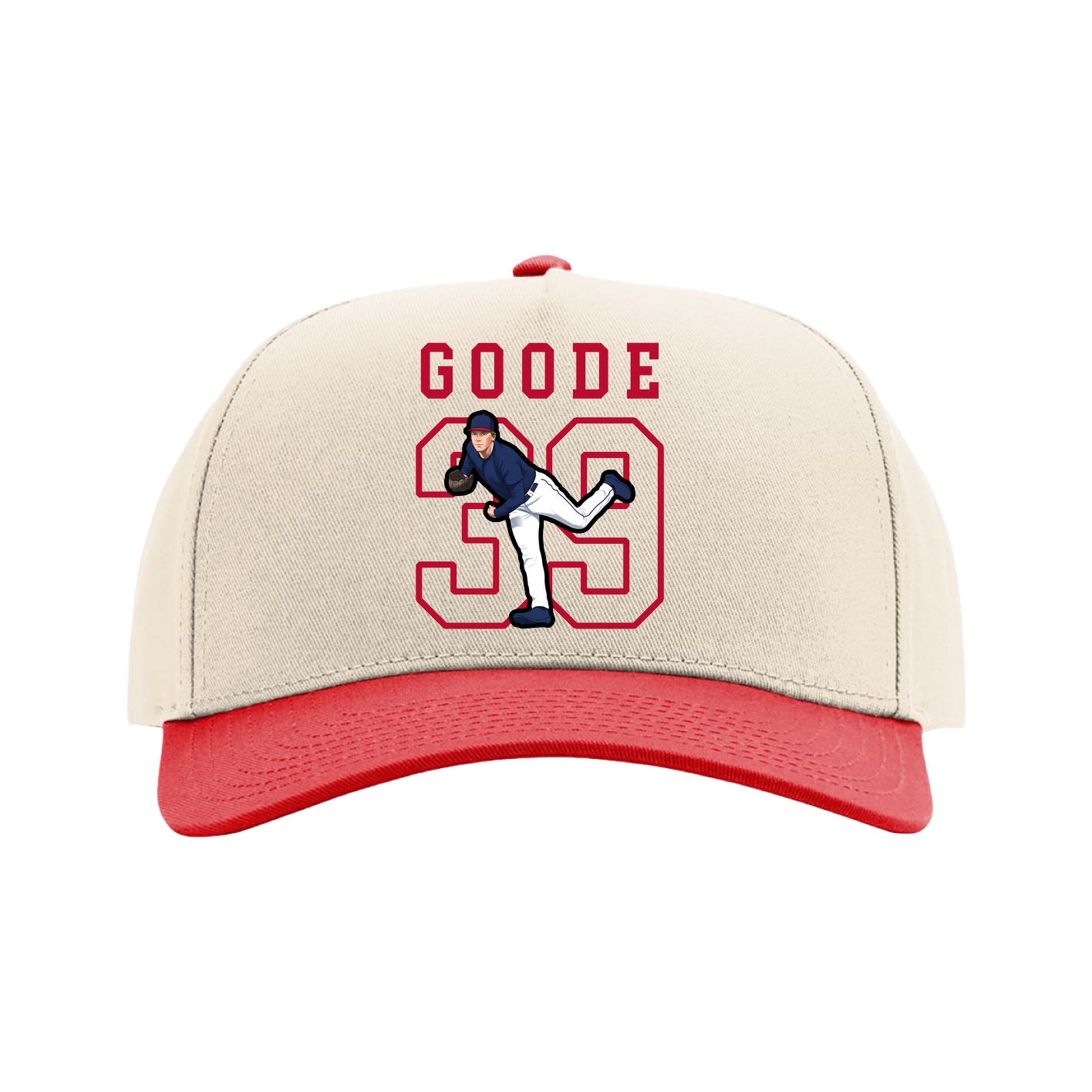 Full Fabric Five-Panel Champ Cap — Shirsey in Cream/Red