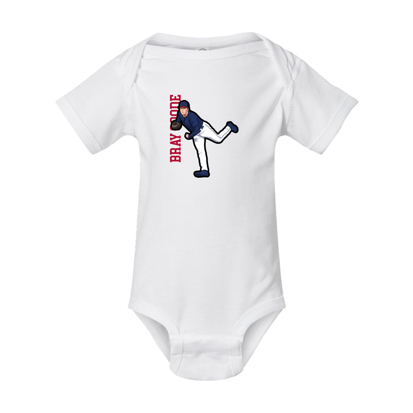 Baby Onesie — Name Vertical in White