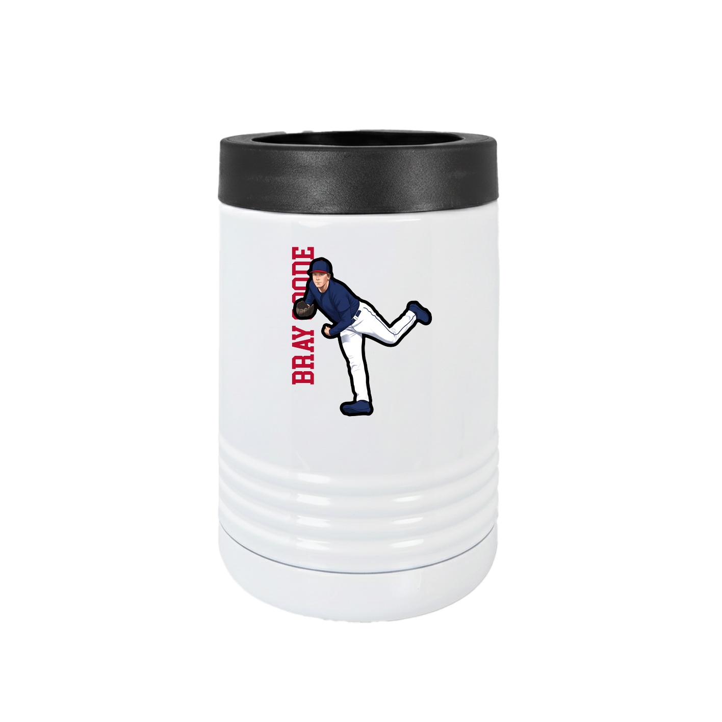 Beverage Holder — Name Vertical in White