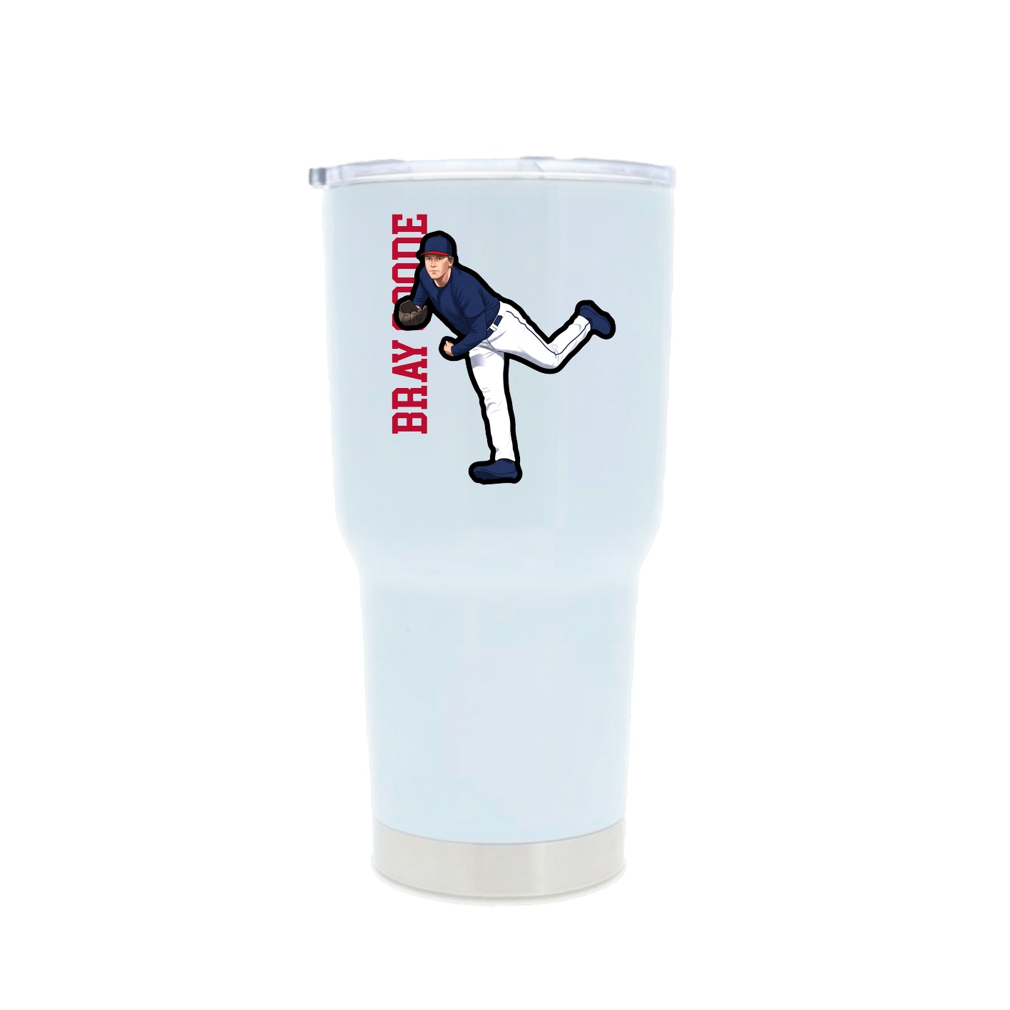 30oz Stainless Steel Tumbler — Name Vertical in White