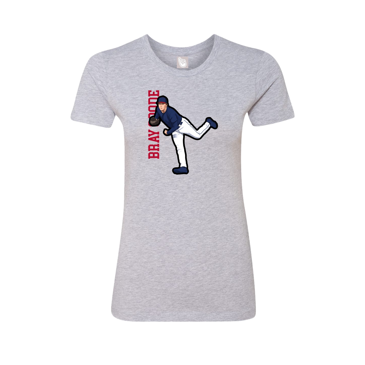 Fitted Women's Tee — Name Vertical in Grey