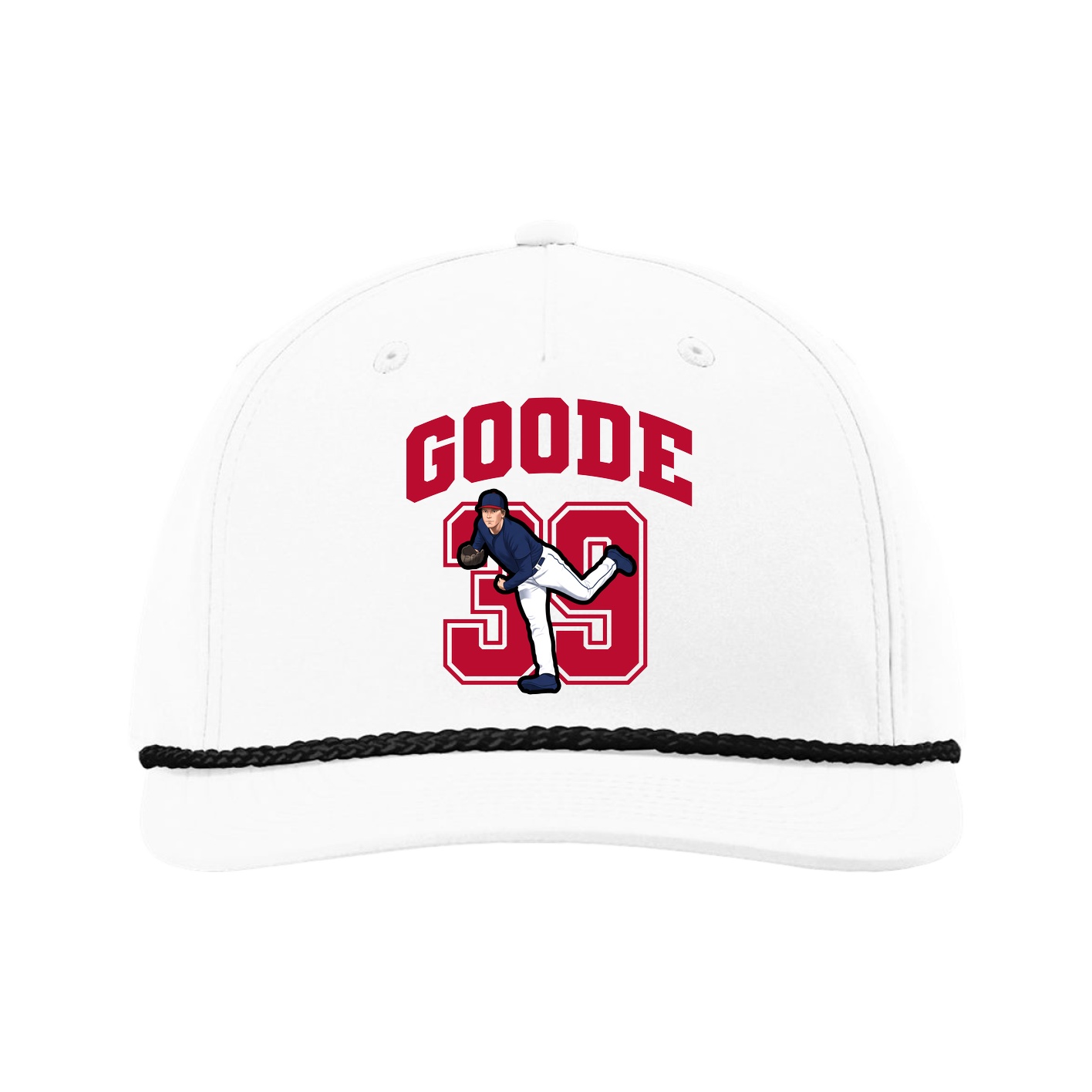 Five-Panel Classic Rope Cap — Number in White