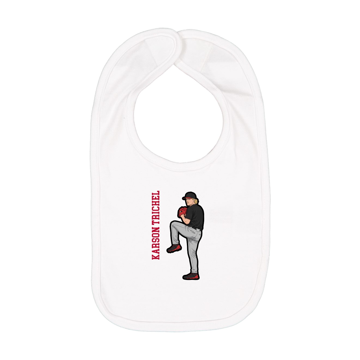 Infant Bib — Name Vertical in White
