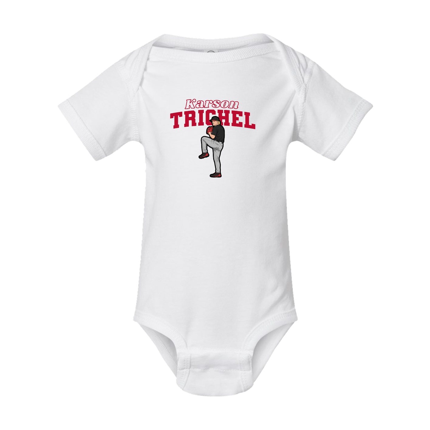 Baby Onesie — Name Arch in White