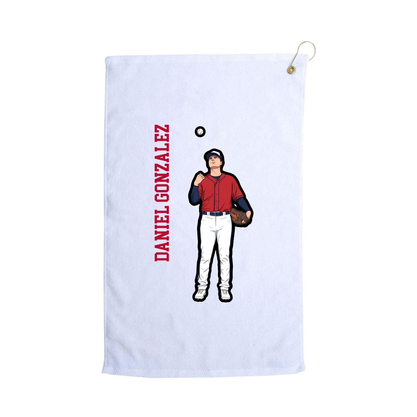 Golf Towel — Name Vertical in White
