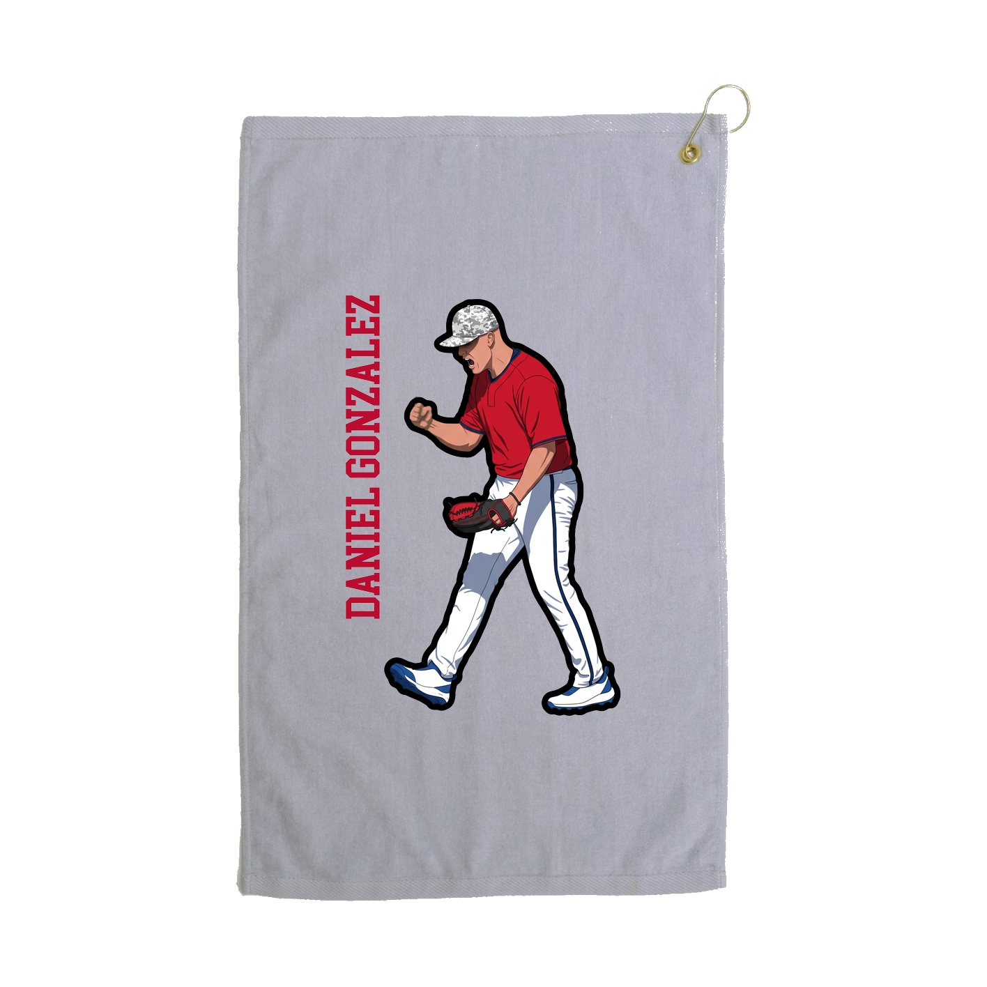 Golf Towel — Name Vertical in Grey