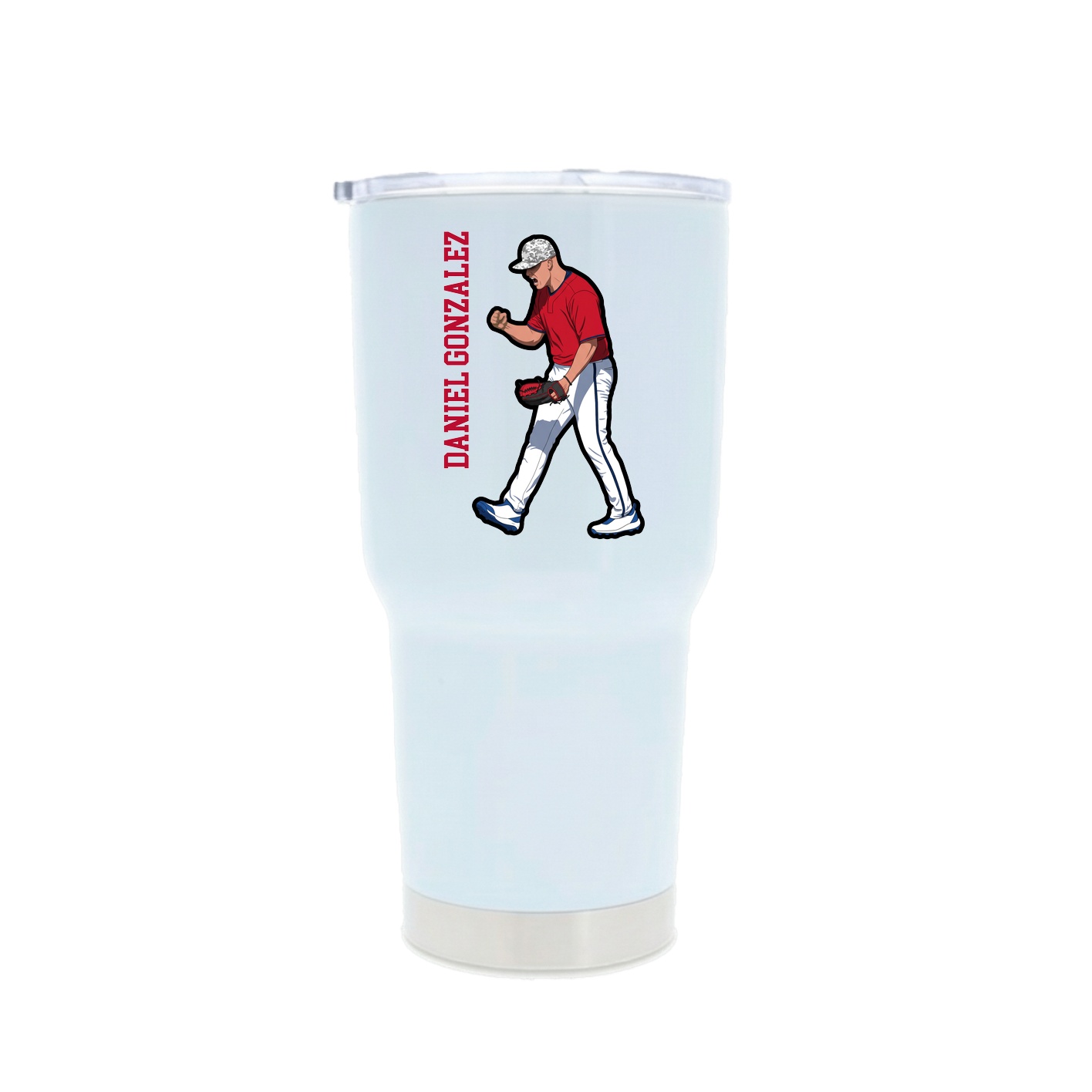 30oz Stainless Steel Tumbler — Name Vertical in White
