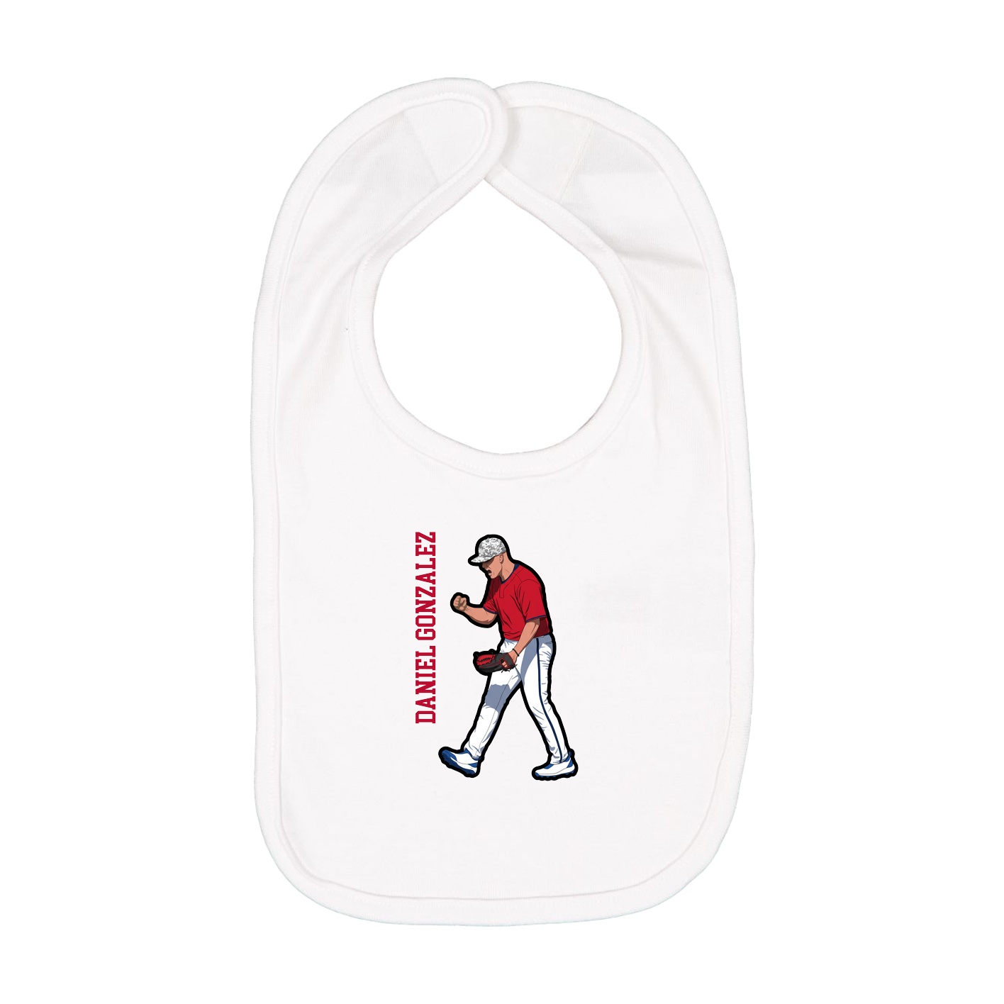 Infant Bib — Name Vertical in White