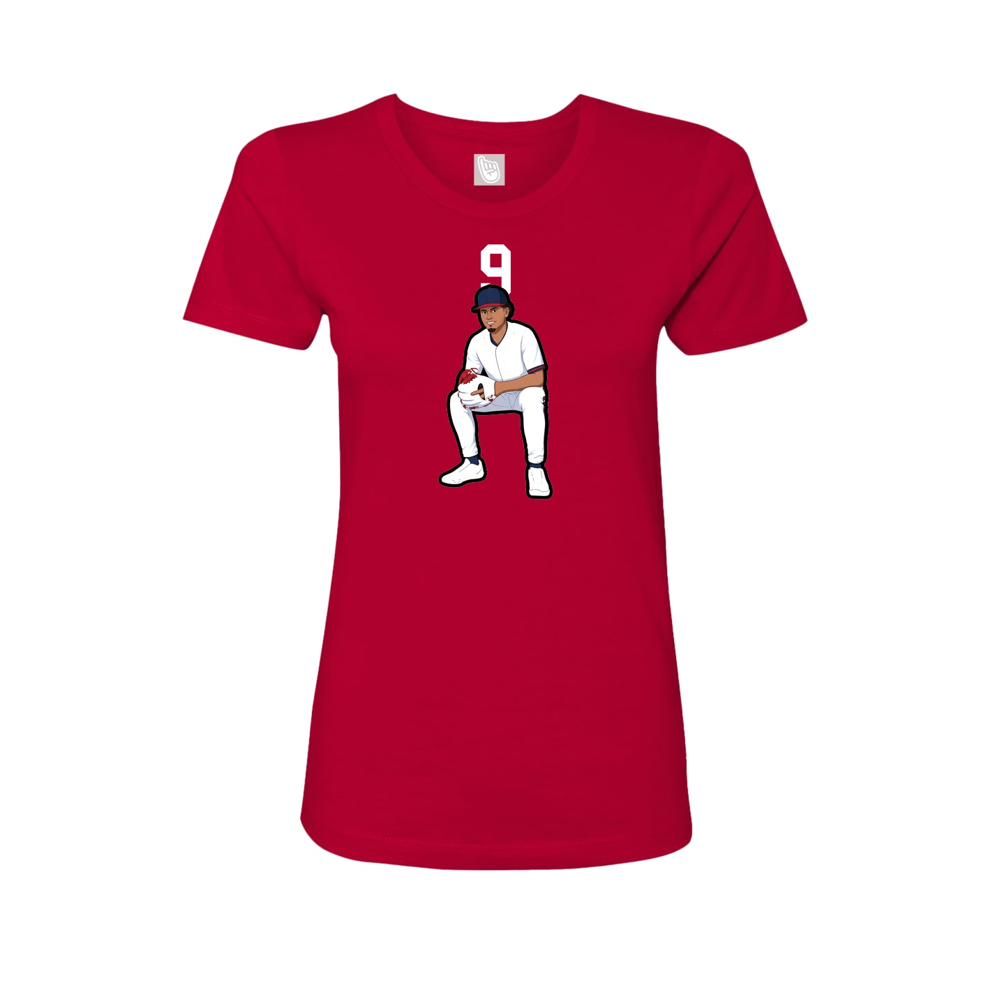 Fitted Women's Tee — Number Top in Red