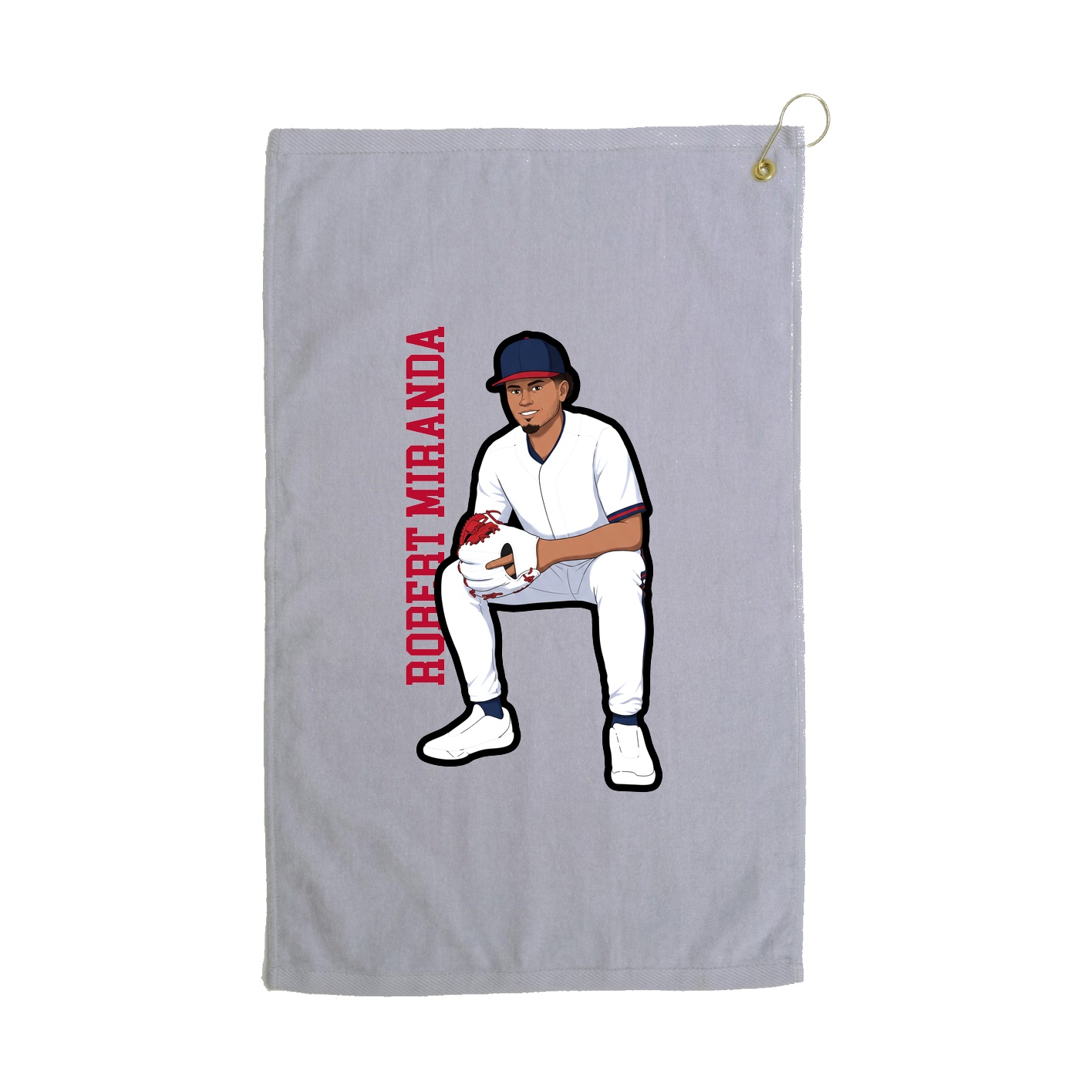 Golf Towel — Name Vertical in Grey