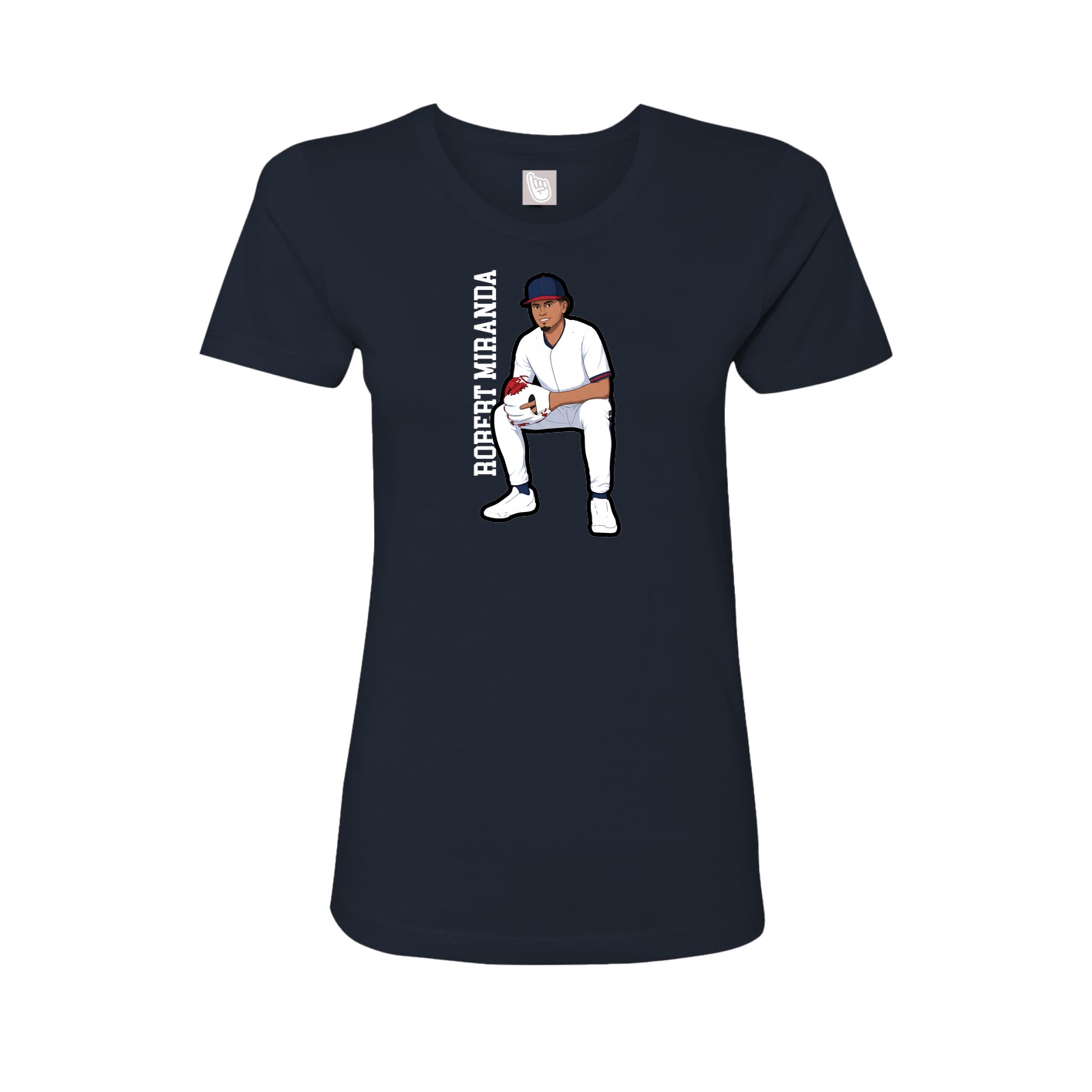 Fitted Women's Tee — Name Vertical in Navy